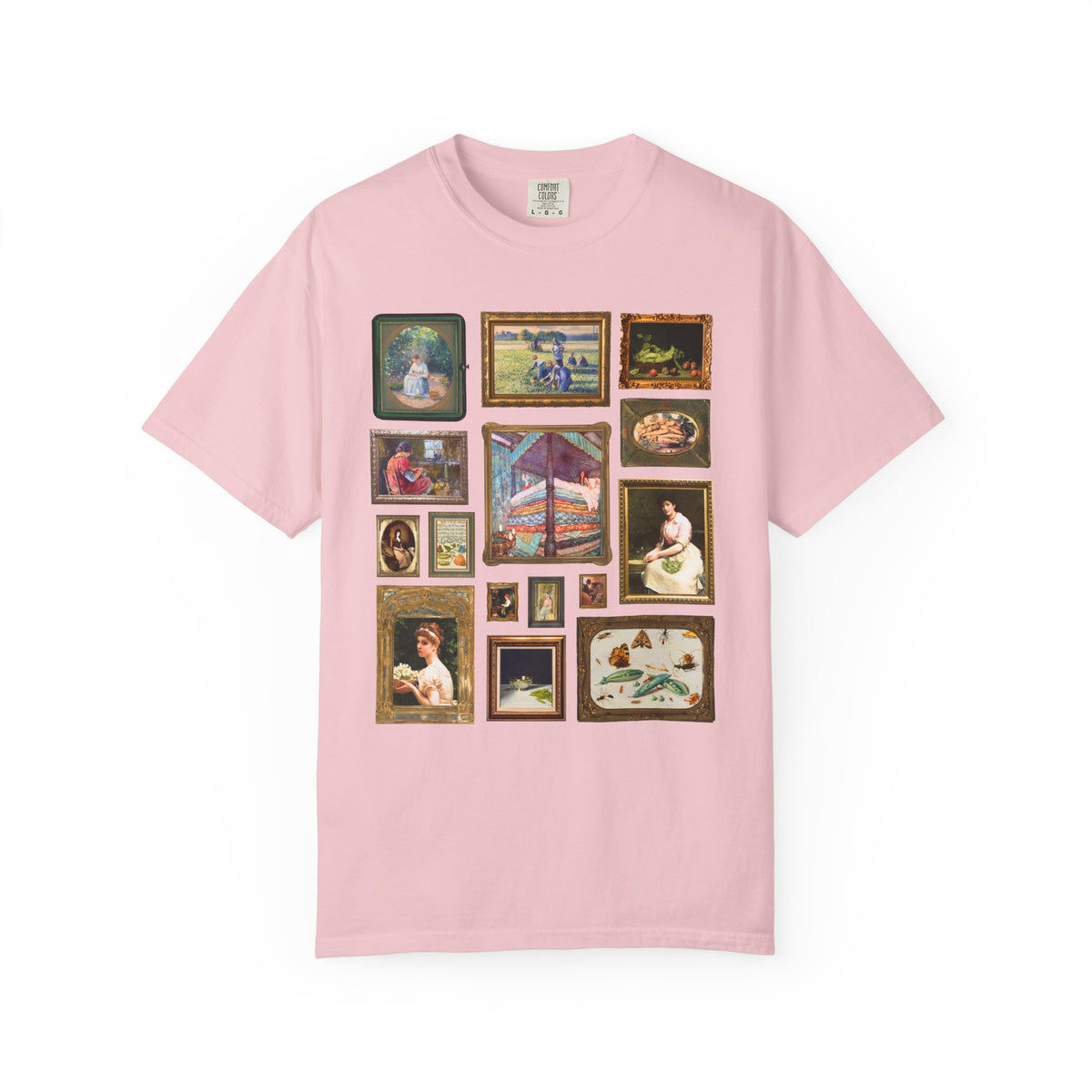 Pea Art History Tee Shirt: Famous Painting of Peas, Woman Shelling Peas, Still Life Painting of Peas and Flowers, Camille Pissarro Art