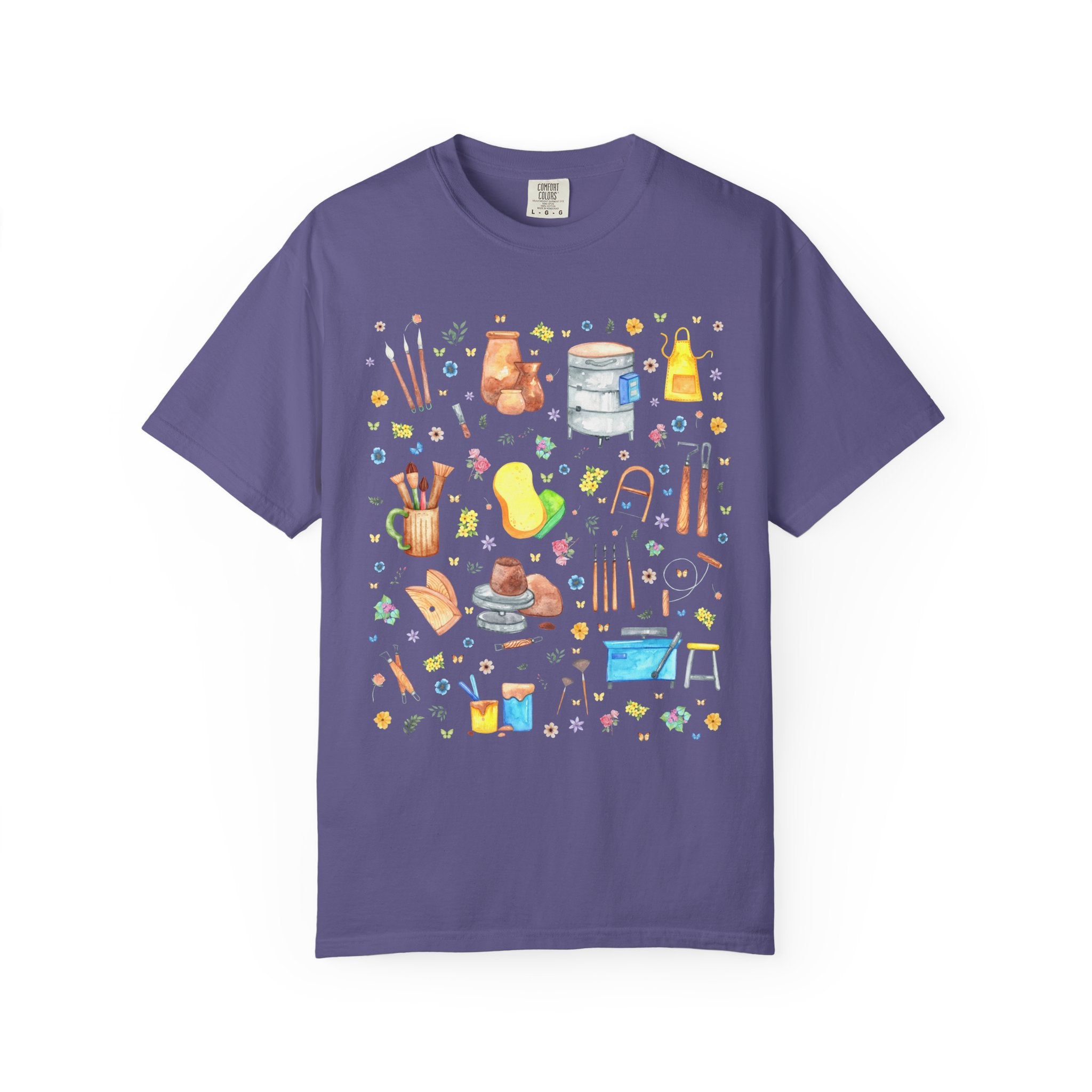 Cute Pottery Tee Shirt for Ceramic Artist: Boho Whimsigoth T-Shirt for Friend Who Loves Pottery, High School Art Teacher Gift with Flowers