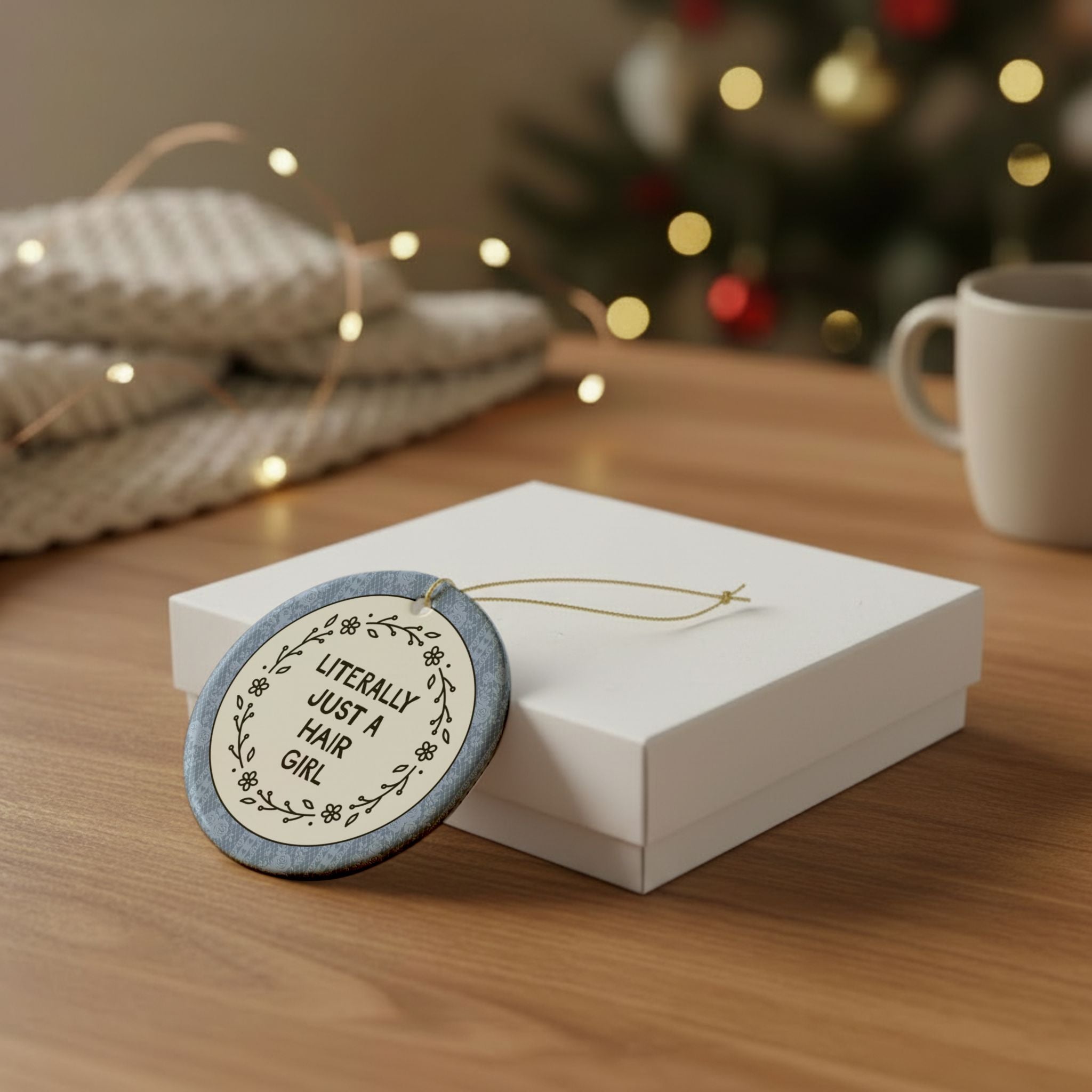 Hair Stylist Salon Owner or Hairdresser Gift, Funny Stylist Coworker Gift: Literally Just a Hair Girl Hair Stylist Christmas Ornament