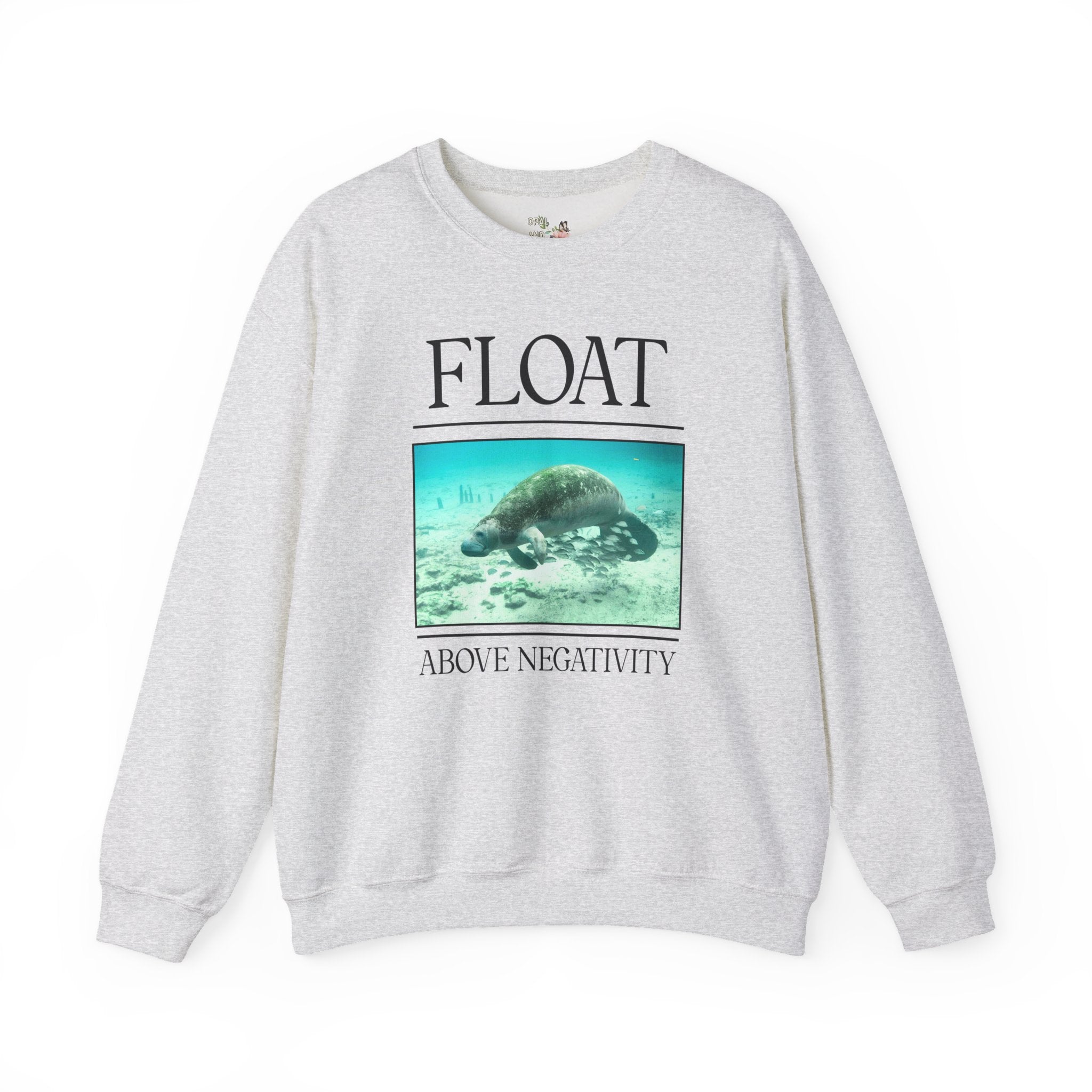 Float Above Negativity Manatee Lover Sweatshirt for Elementary School Teacher, Cute Positive Affirmation Crewneck for Animal Lover, 90s Aesthetic