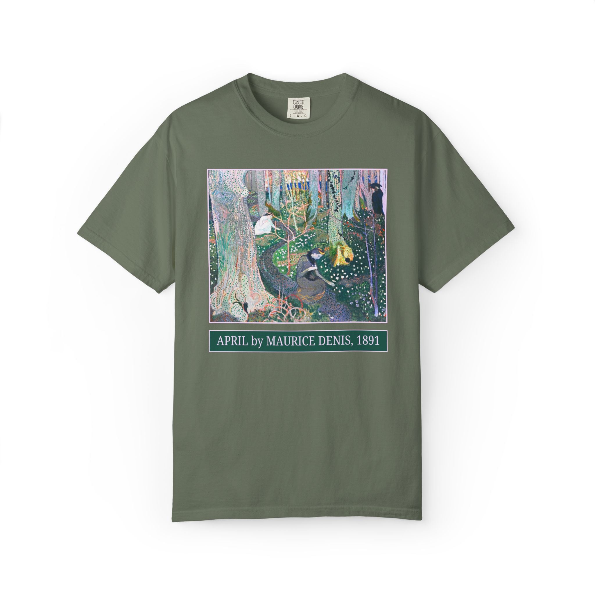 April by Maurice Denis Art History Buff Tee Shirt with Famous Painting, Late 19th Century Art Historian Gift, Humanities Teacher or Artist