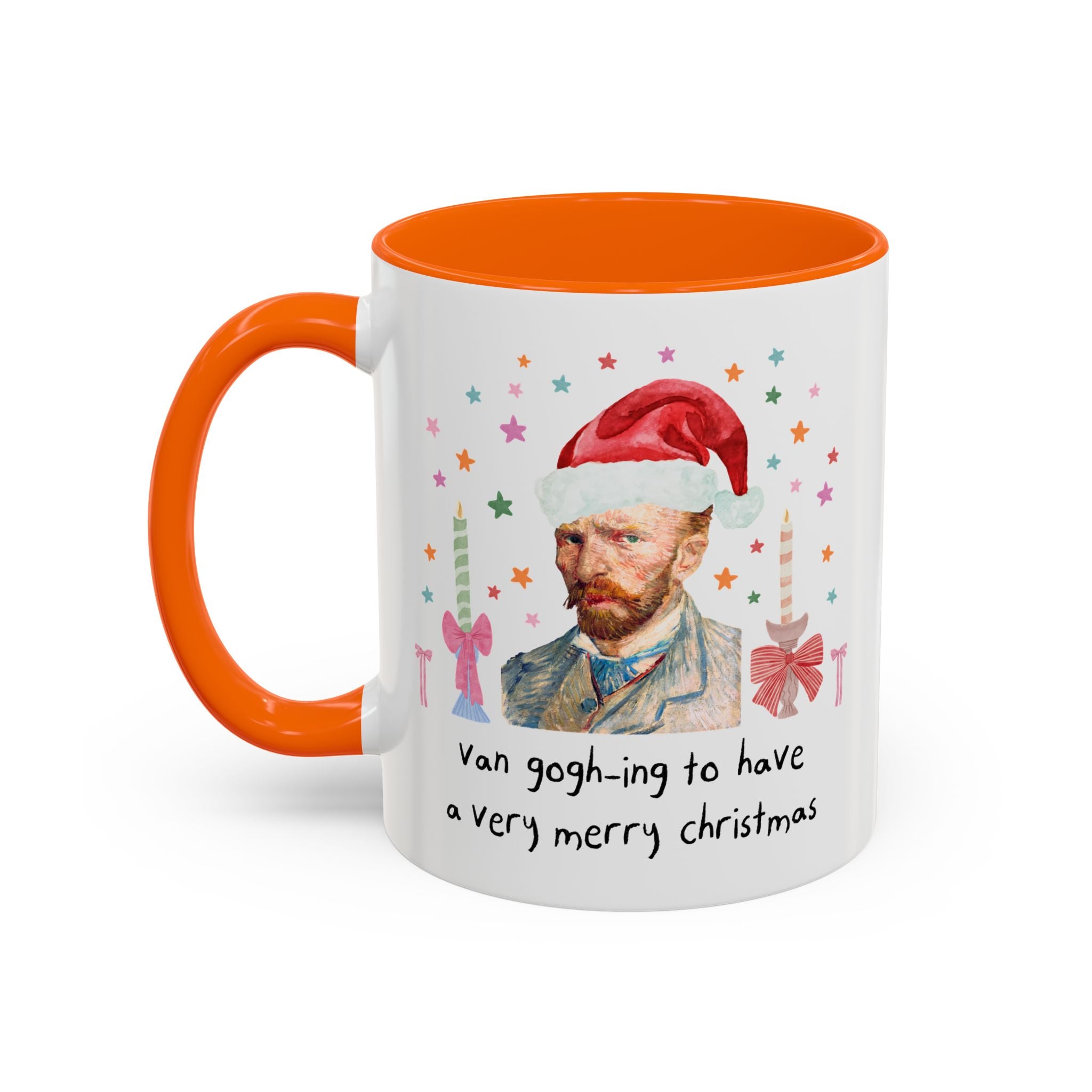 Christmas Art History Buff 11 Oz Mug with Vincent Van Gogh:Van Gogh-ing to Have a Very Merry Christmas, Silly Famous Painting Xmas Mug
