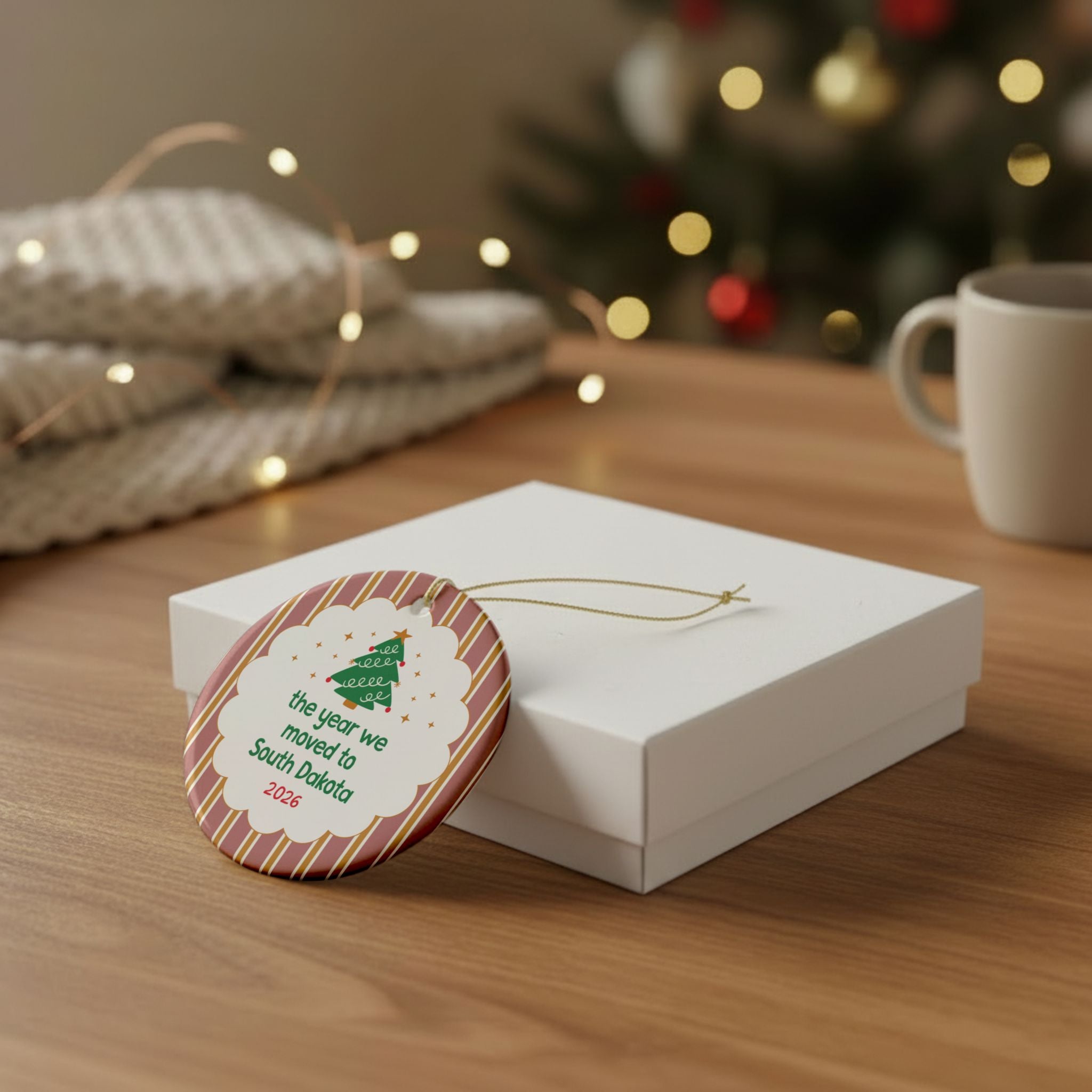 2026: The Year We Moved to South Dakota Nostalgic Christmas Ornament, Family Who Moved to South Dakota in 2026, Cute Family Moving Gift Xmas
