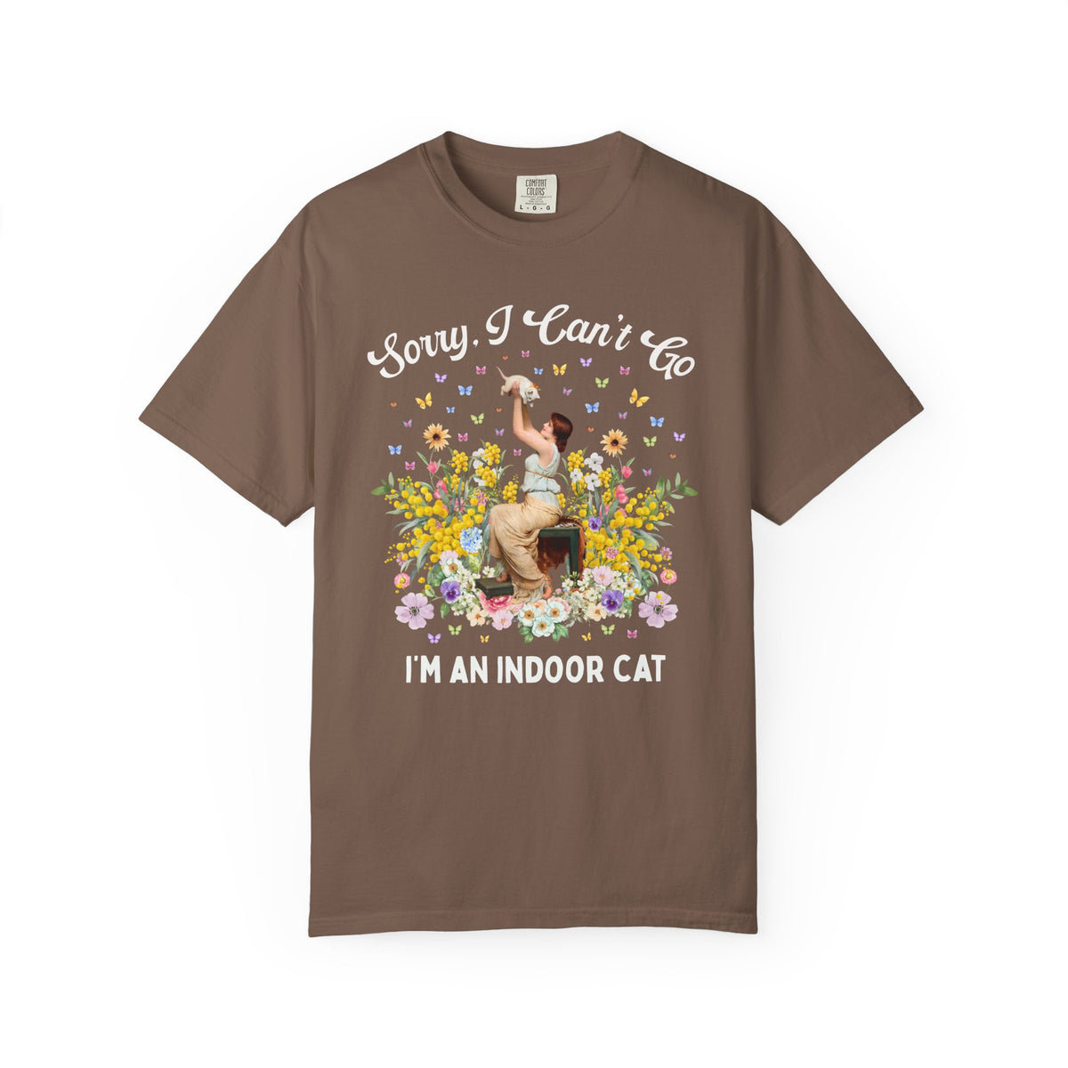 Sorry I Can't Go, I'm an Indoor Cat: Silly Art History Buff T-Shirt for Art Historian or Introverted Cat Mom or Cat Dad