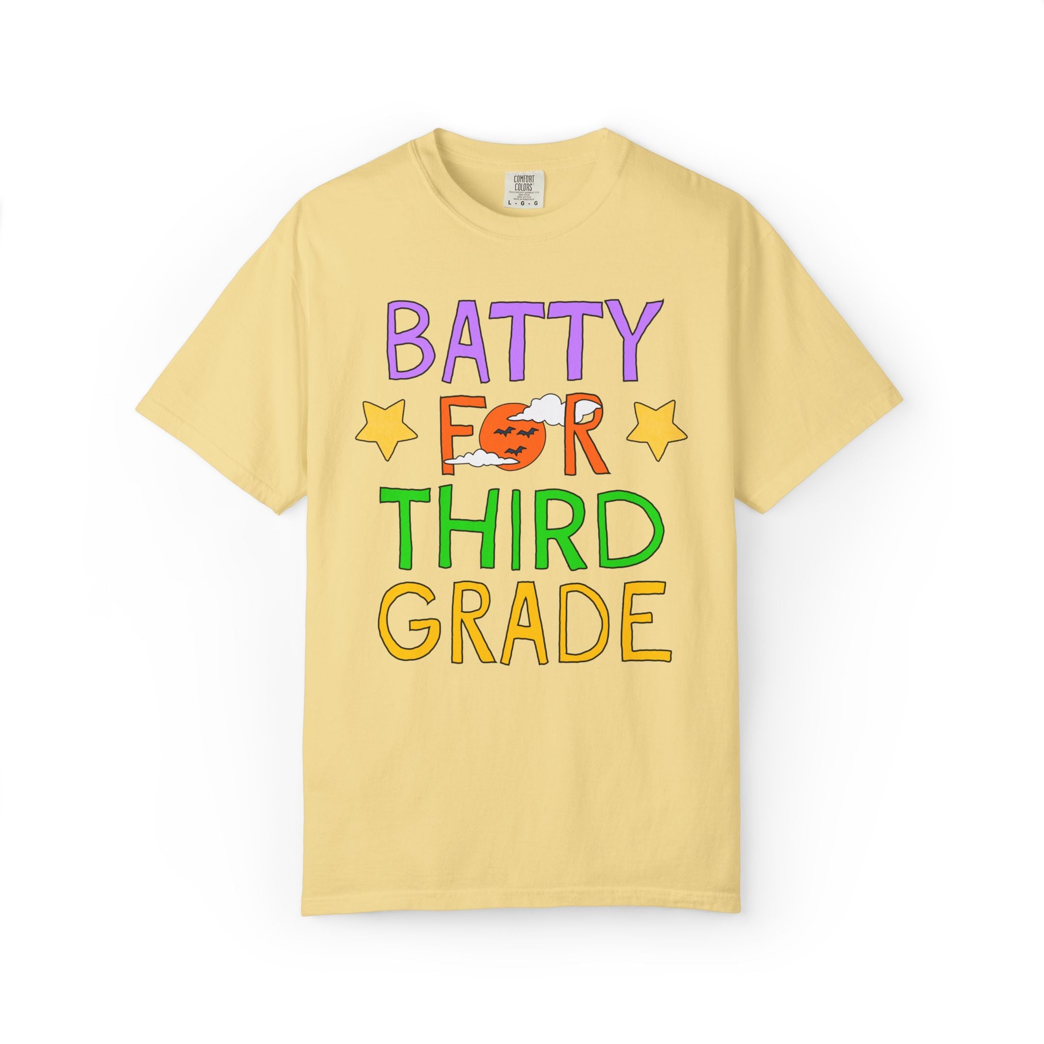 Third Grade Halloween Teacher Tee Shirt: Batty for Third Grade | Cute and Nostalgic Halloween Teacher Team T-Shirt for October, 90s Vibe