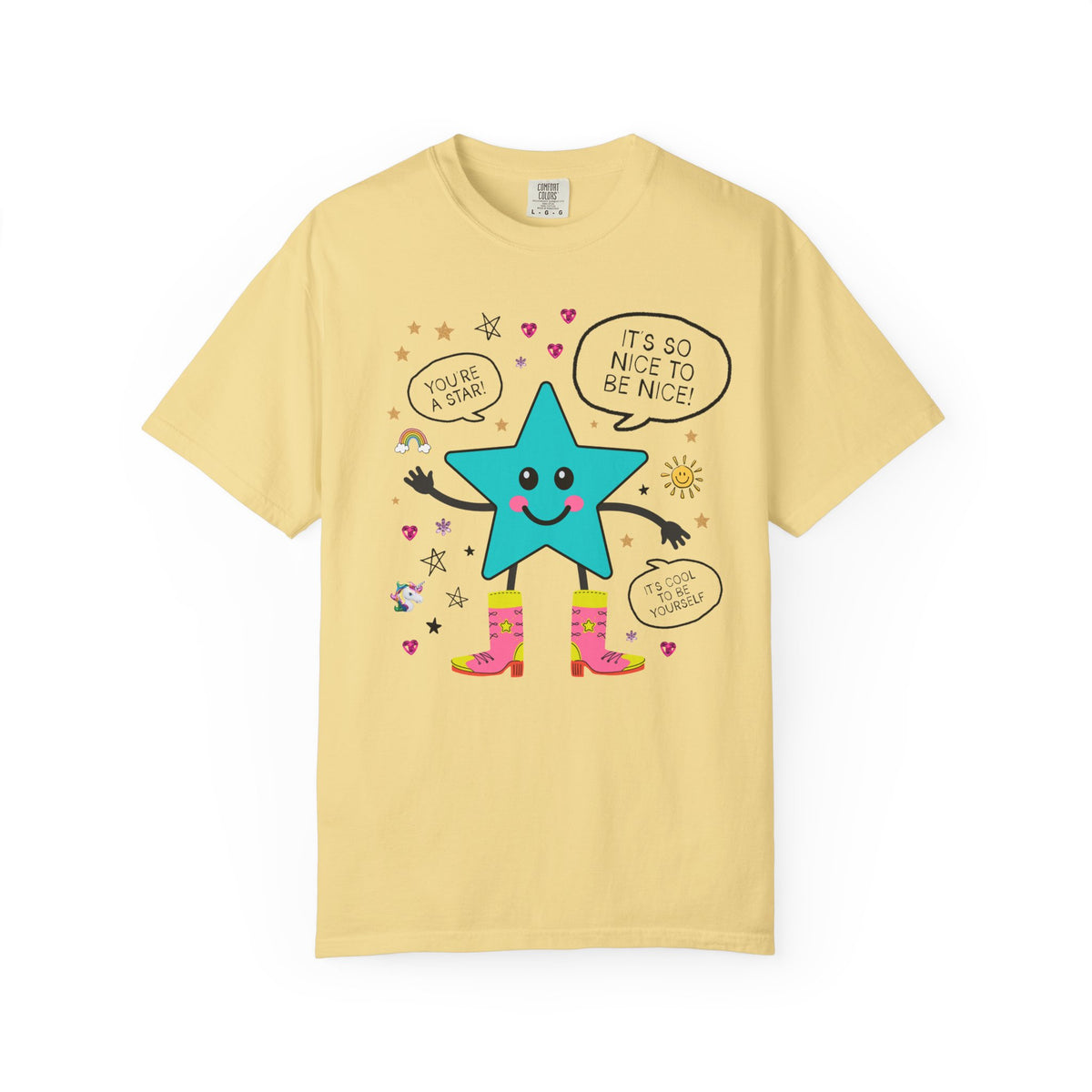 Positive Affirmation Cowboy Star Tee Shirt with Compliments, Cute Early 2000's Aesthetic Positive Teacher or Mom Tee