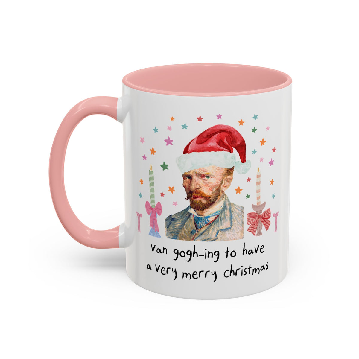 Christmas Art History Buff 11 Oz Mug with Vincent Van Gogh:Van Gogh-ing to Have a Very Merry Christmas, Silly Famous Painting Xmas Mug
