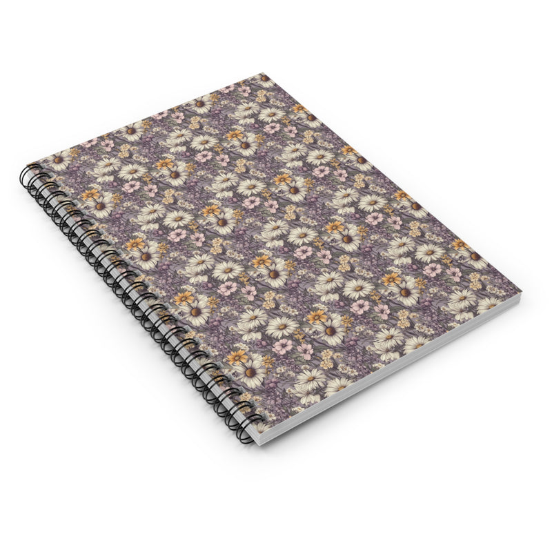 Floral Gothic for Creative Who Loves Vintage Flower Patterns: Cute Spiral Notebook