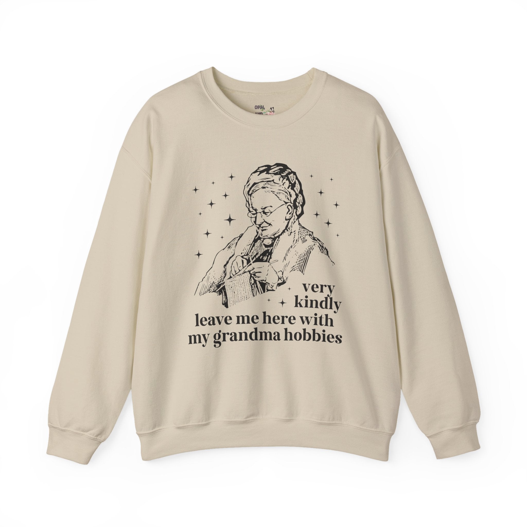 Cute Knitting Lover Sweatshirt for Daughter or Sister Who Knits: Leave Me Alone with My Grandma Hobbies, Funny Sarcastic Crewneck with Stars