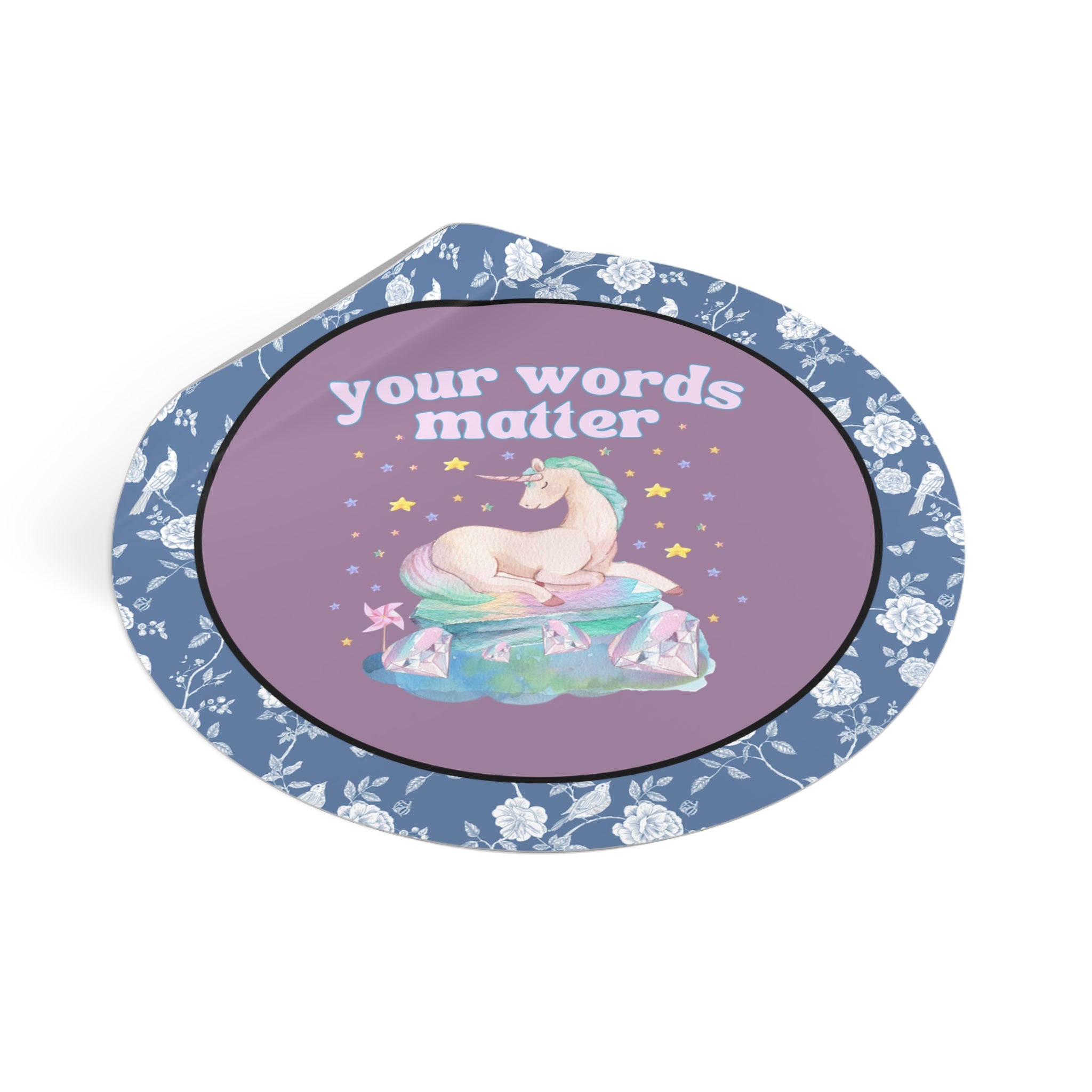 Speech Therapist Sticker with Whimsical Unicorn and Flowers: Your Words Matter, Cute SLP Speech Language Pathologist Sticker