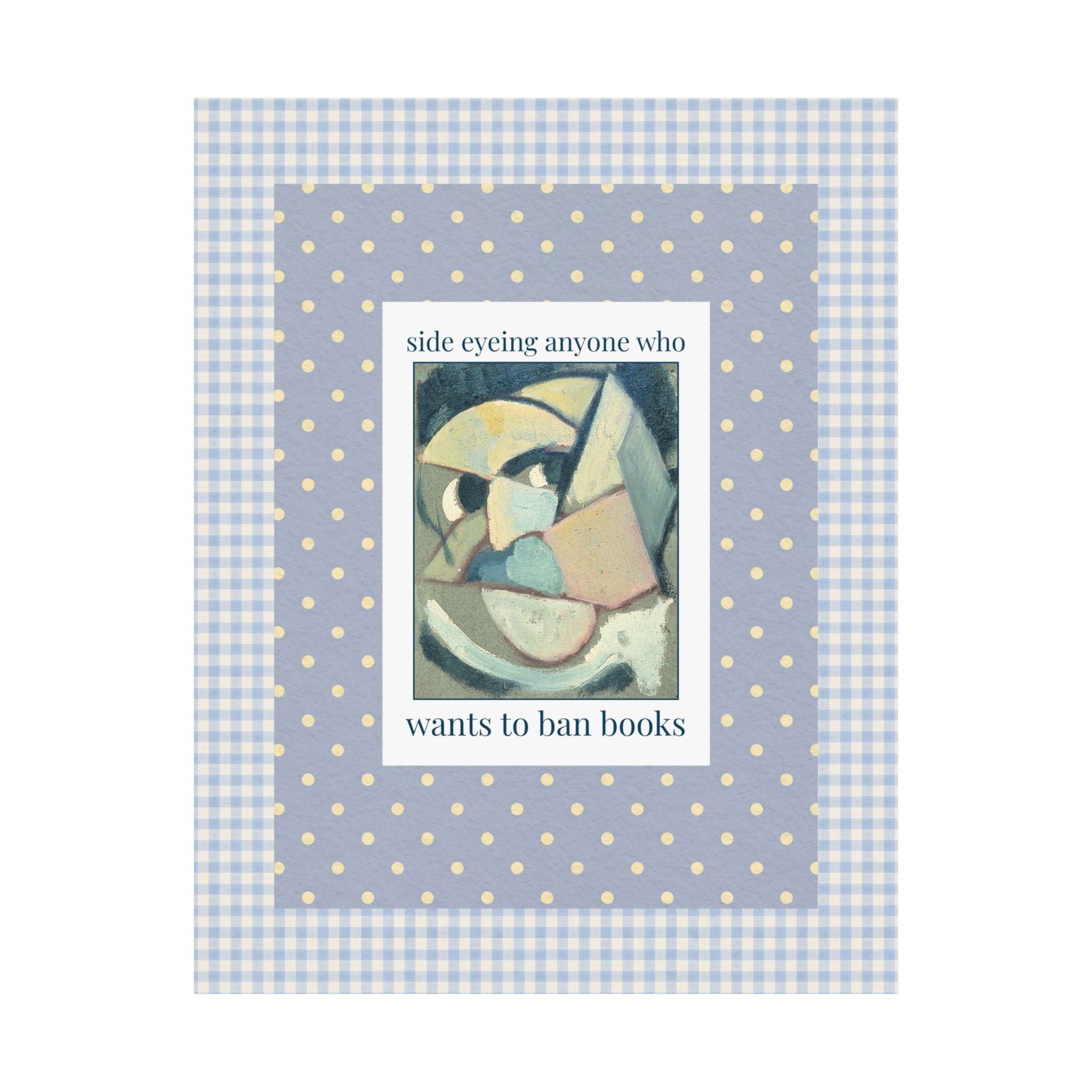 Read Banned Books Art History Lover Poster Print, Abstracted Portrait by Theo van Doesburg, Funny Book Lover Wall Decor for Librarian or Reader