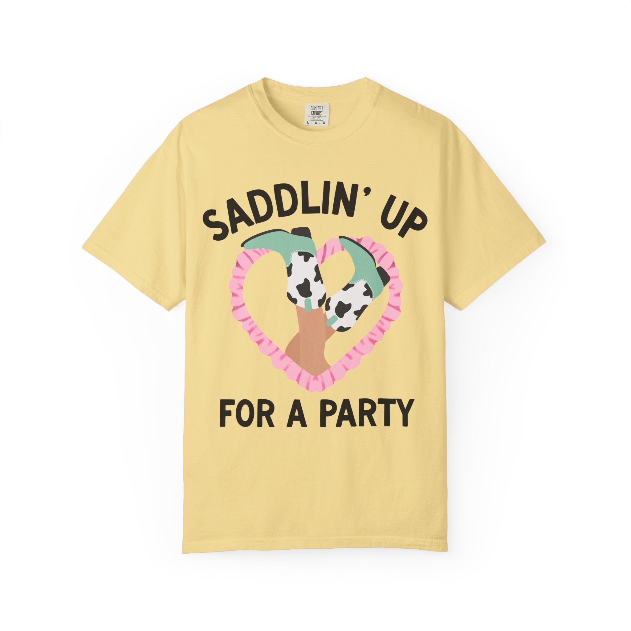 Western Bachelorette Tee Shirt for Bride and Bridesmaids: Found My Cowboy, Saddling Up for a Party Kitschy Wedding Party Tee with Heart