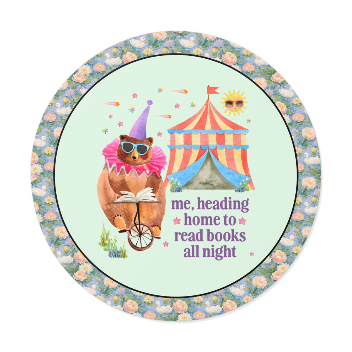 Me, Heading Home to Read Books All Night: Cute Dreamcore Bear Sticker for Bookworm Animal Lover, Cute Bookish Sticker for Reader