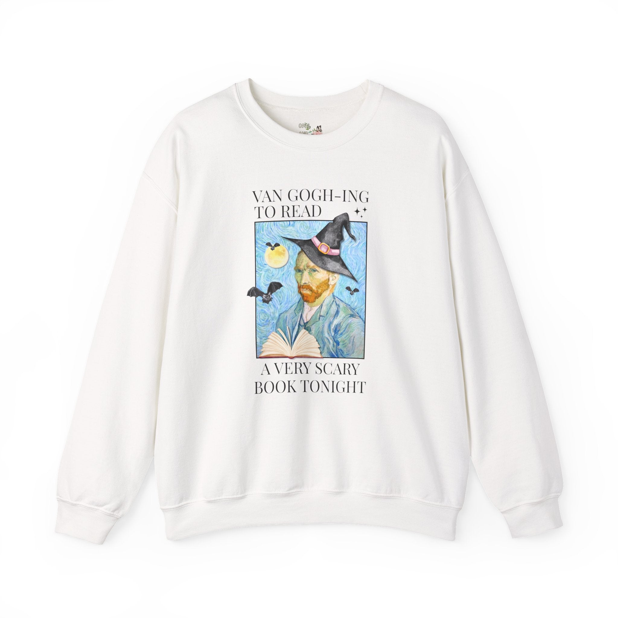 Bookish Halloween Sweatshirt for Art Historian, Silly Vincent Van Gogh Book Lover Crewnec: Read a Very Scary Book, Horror Bookworm Librarian