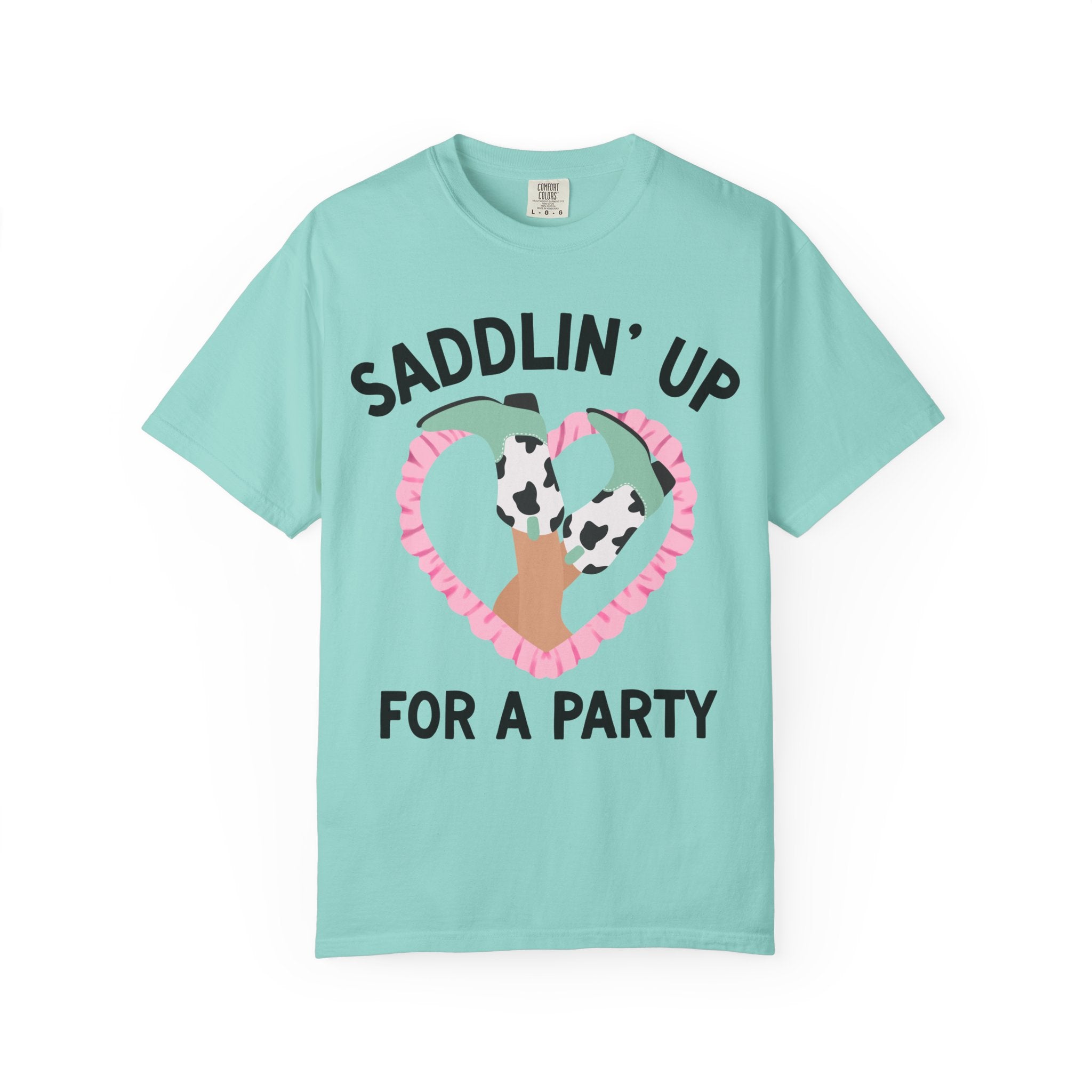 Western Bachelorette Tee Shirt for Bride and Bridesmaids: Found My Cowboy, Saddling Up for a Party Kitschy Wedding Party Tee with Heart