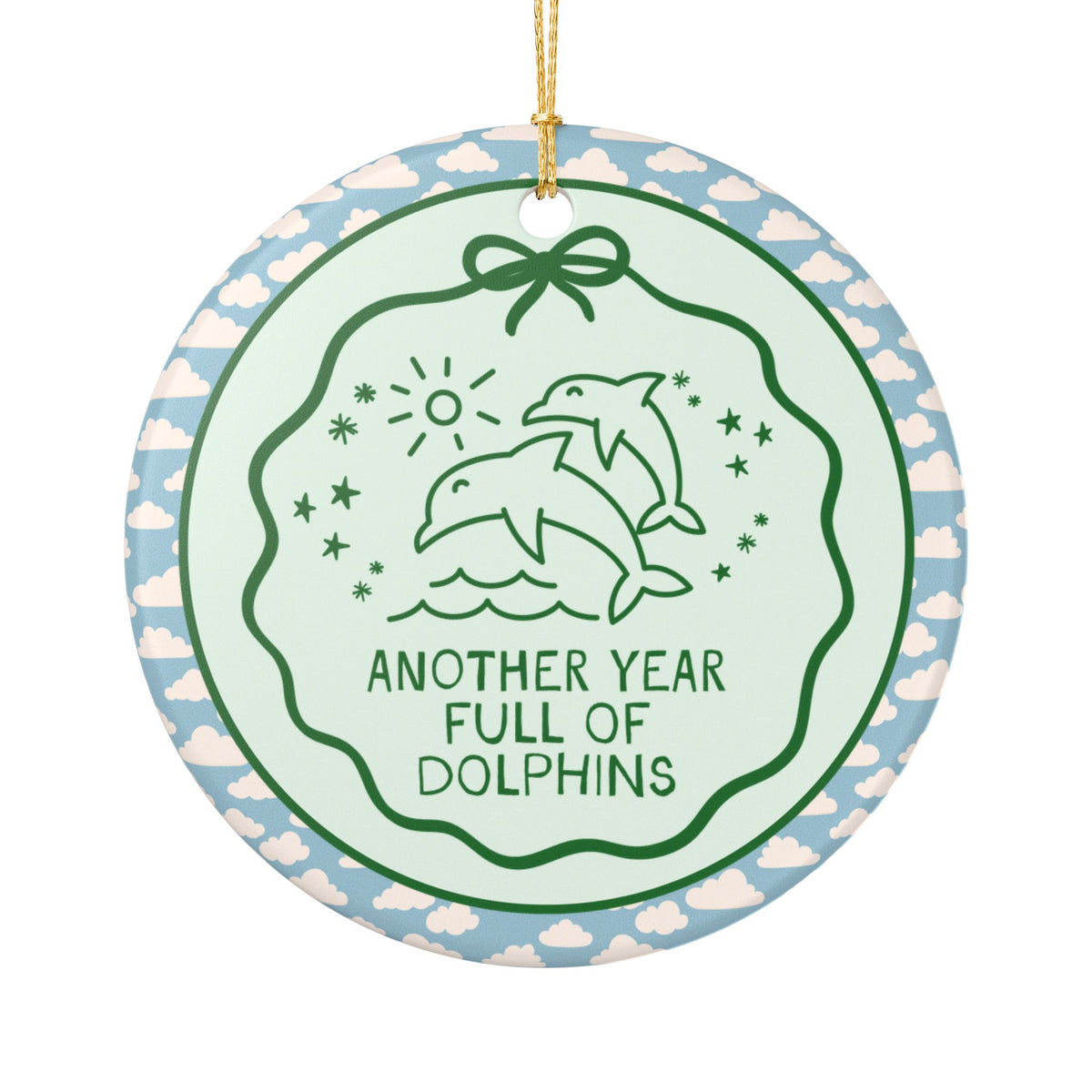 Another Year Full of Dolphins Christmas Ornament: Cute Retro Holiday Ornament for Marine Biologist or Animal Lover Friend Who Loves Dolphins