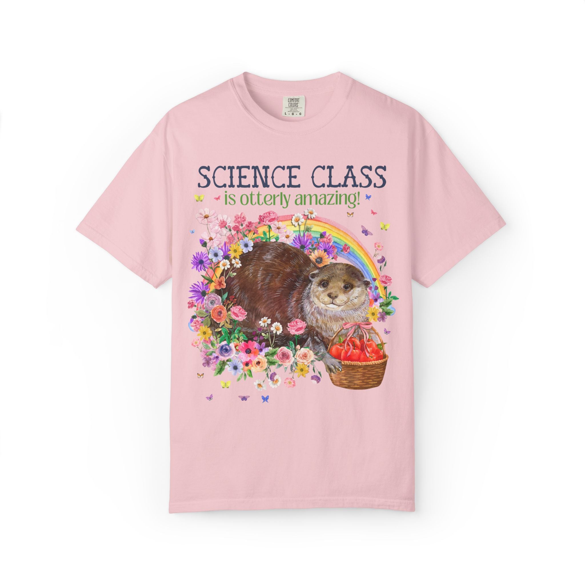 Otterly Amazing Grade Level Matching Teacher Tee Shirt with Flowers and a Rainbow: Colorful Maximalist Back to School Speech Teacher Tee