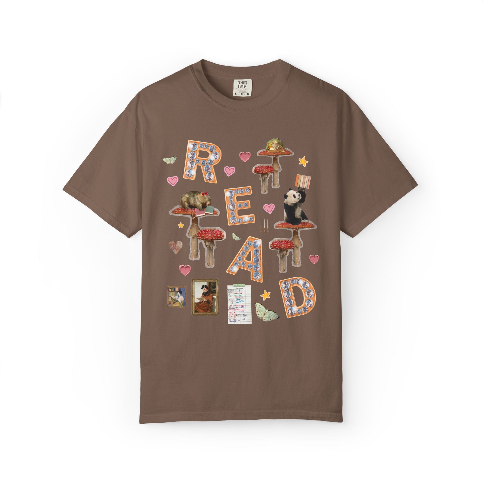 Read Animal Lover T-Shirt with Famous Paintings and Hearts, Cute 90s Aesthetic Book Lover or Bookworm T-Shirt for School Librarian or Reader