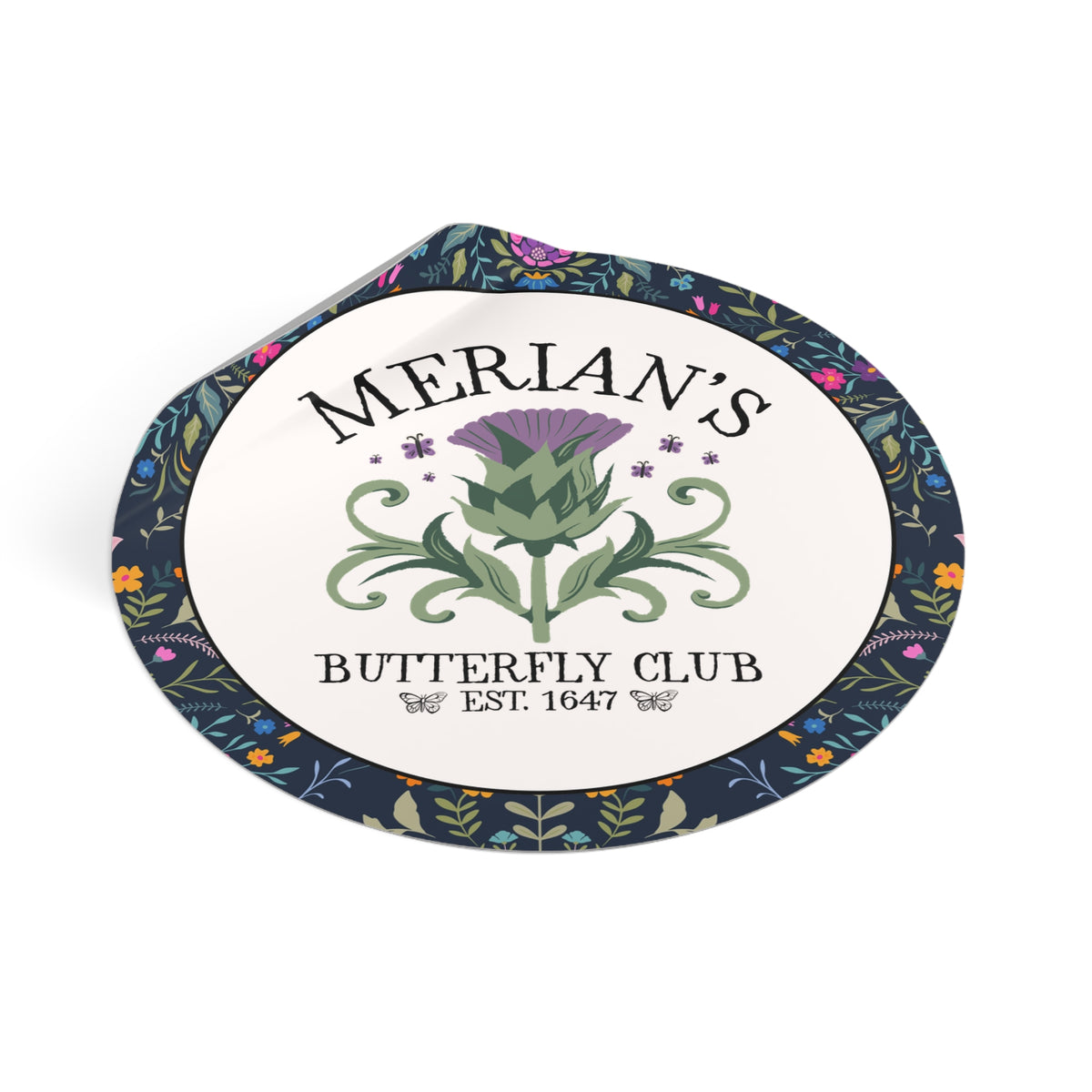 Merian's Butterfly Club, Established 1647: Maria Sibylla Merian Botany History Sticker for Insect Lover or Entomologist, Butterly Lover Gift