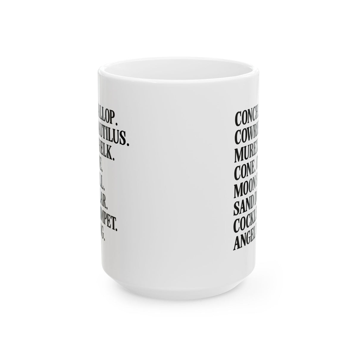 Seashell Name List for Friend Who Studies Conchology, Cute Malacologist Gift, Silly Matching Seashell Hunting Coffee Mug for Mom or Sister