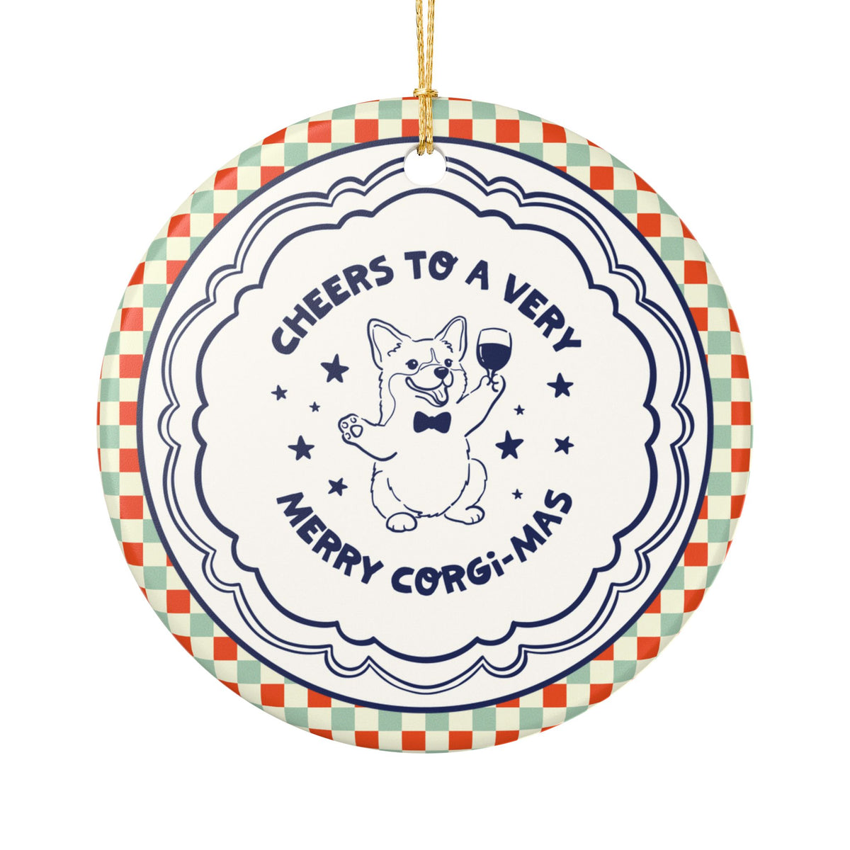 Cheers to a Very Merry Corgi-Mas Christmas Ornament for Wine Lover or Drinking Buddy Who Loves Corgis, Funny Dog Parent Gift