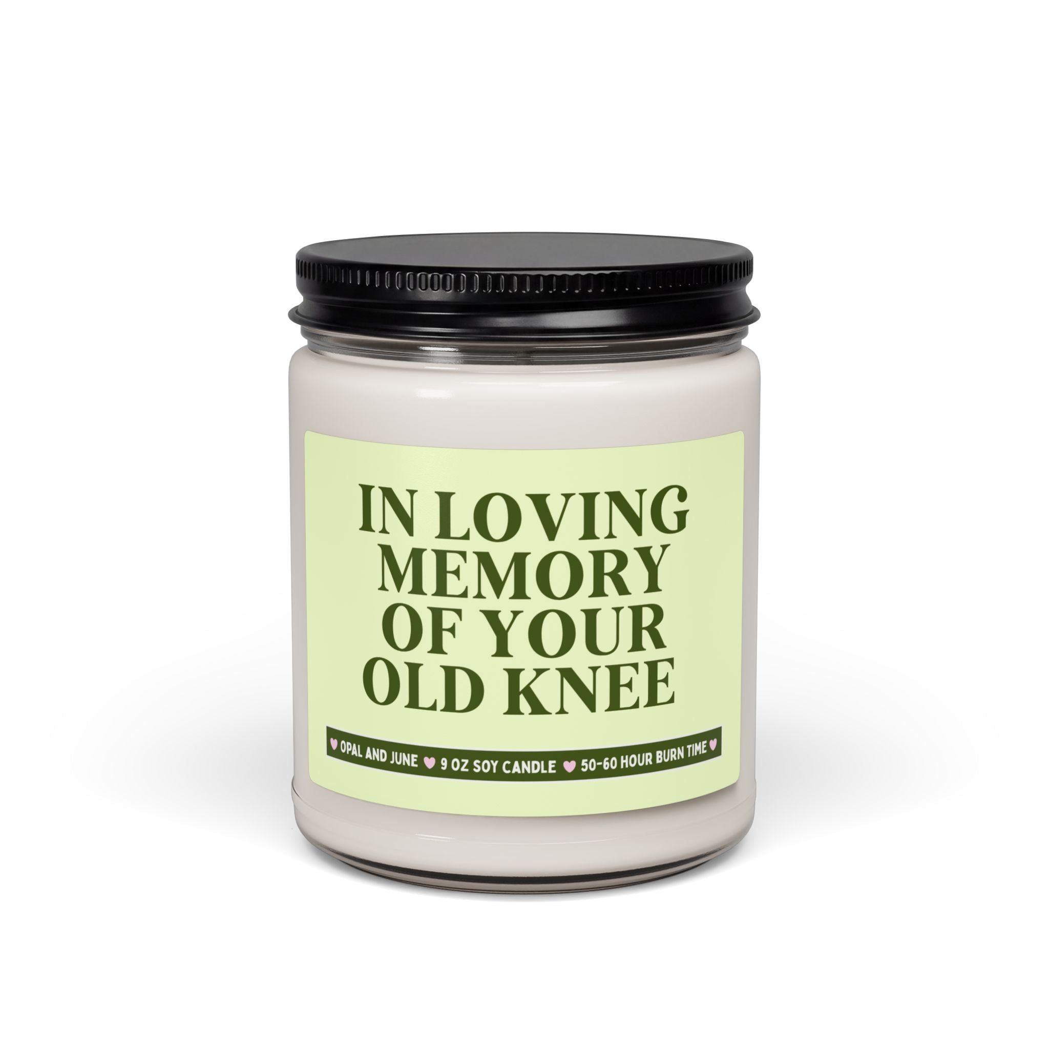 Knee Replacement Surgery Gift for Friend or Parent: In Loving Memory of Your Old Knee, 9 Oz Soy Candle for Friend Getting a Brand New Knee