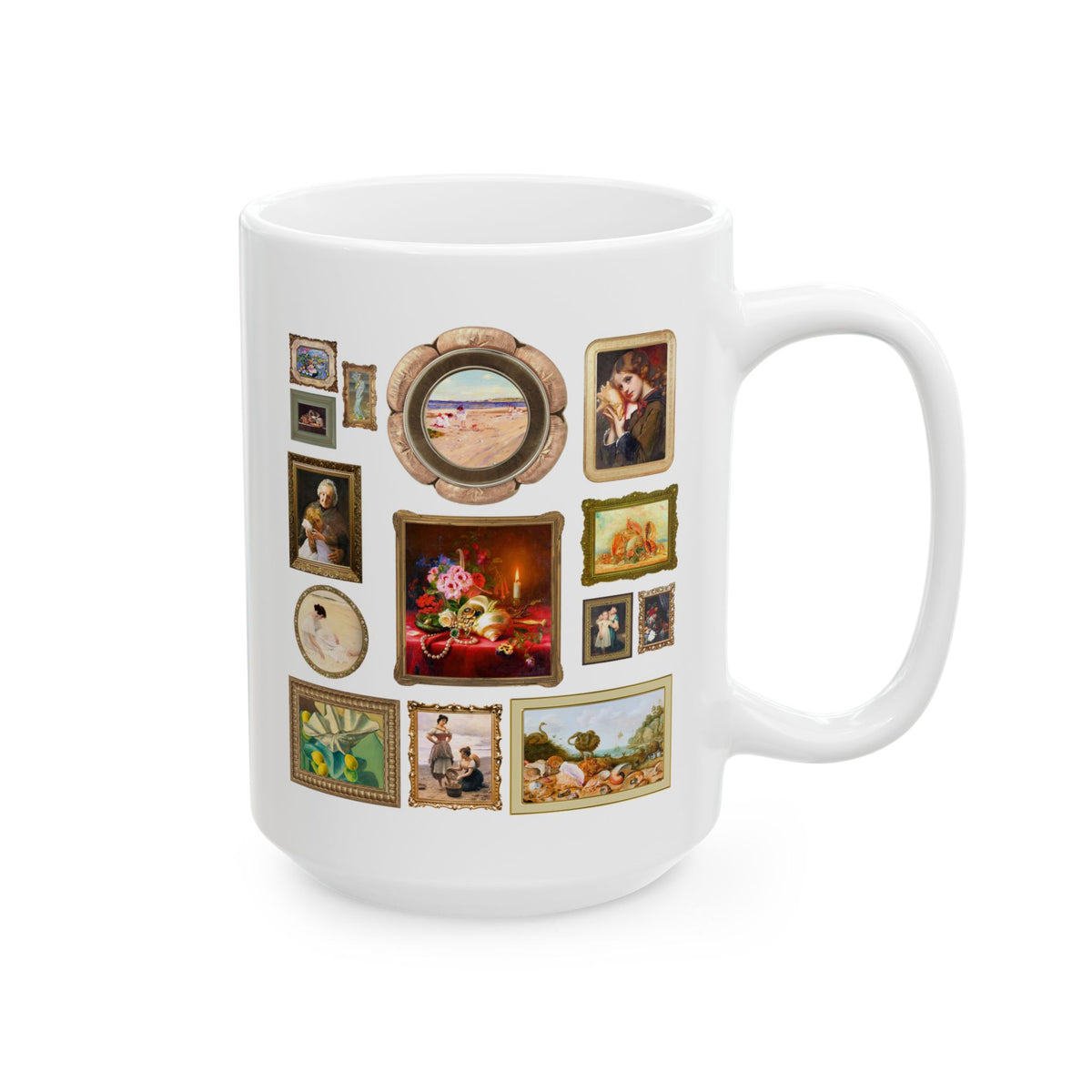 Seashell Art History Coffee Mug for Sea Shell Hunter or Conchologist Who Loves Famous Paintings: Cute Art Historian 15 Oz Mug, Museum Lover