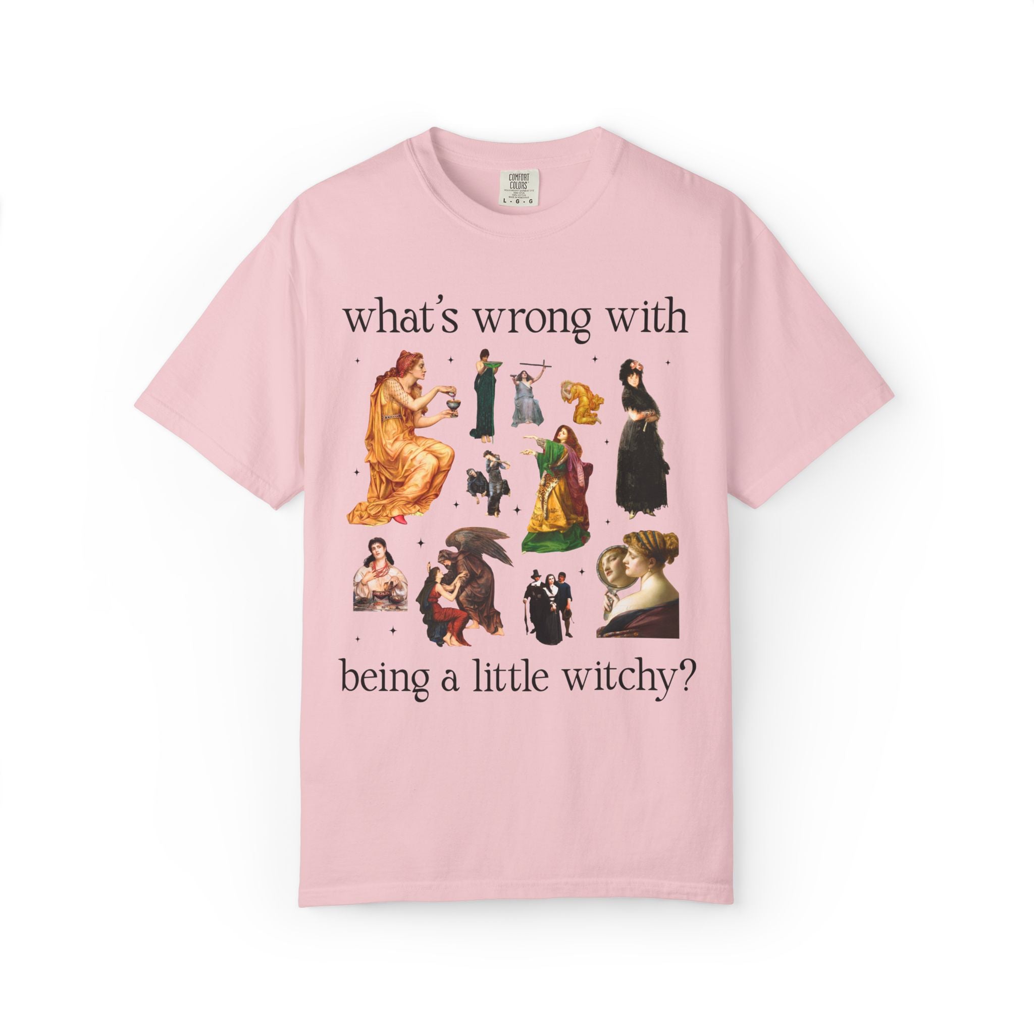 Witch Art History Lover Tee Shirt with Famous Paintings, Pre-Raphaelite and 19th Century Art Historian Tee for Halloween or Spooky Season