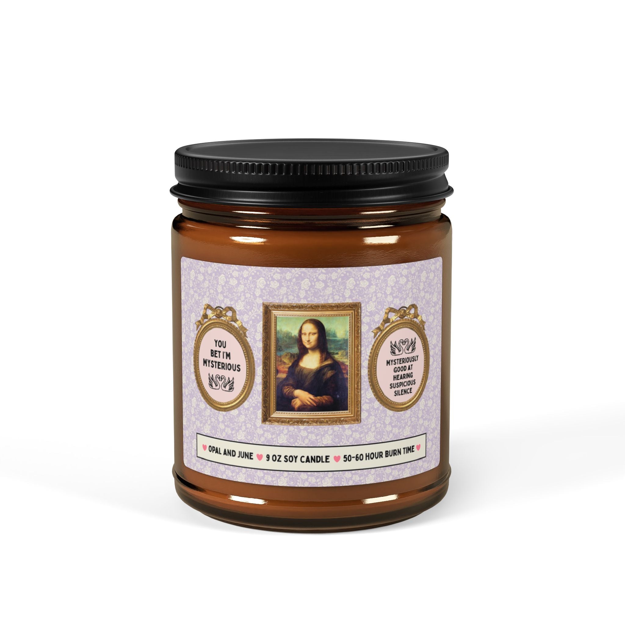 Funny Toddler Mom Gift for Mom with Little Kids: Suspicious Silence 9 Oz Candle for Mama, Funny Art History Buff Gift, Mona Lisa da Vinci
