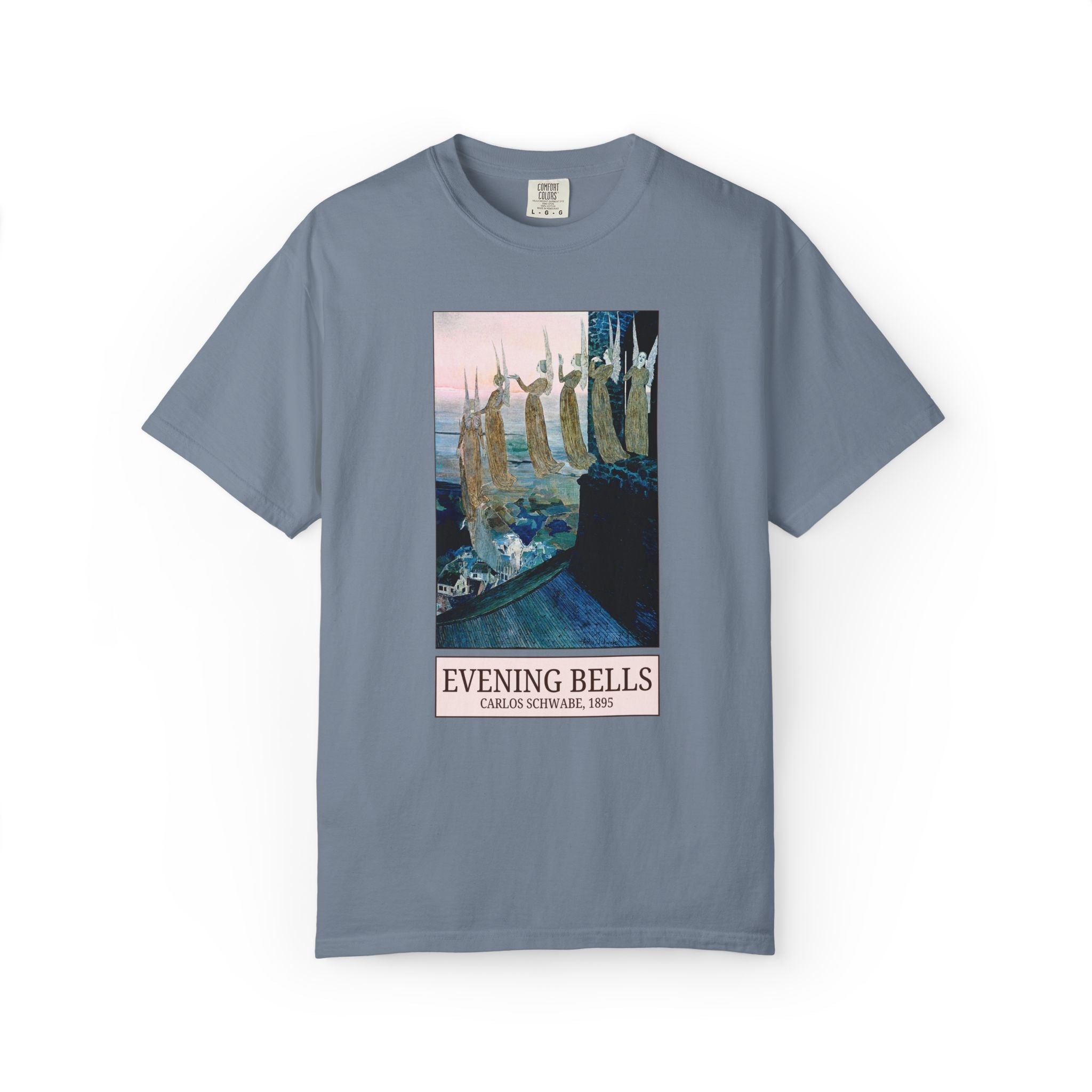 Evening Bells by Carlos Schwabe: Famous Painting from 19th Century, Colorful Art History Lover Tee Shirt, Symbolism Art Movement Late 1800s