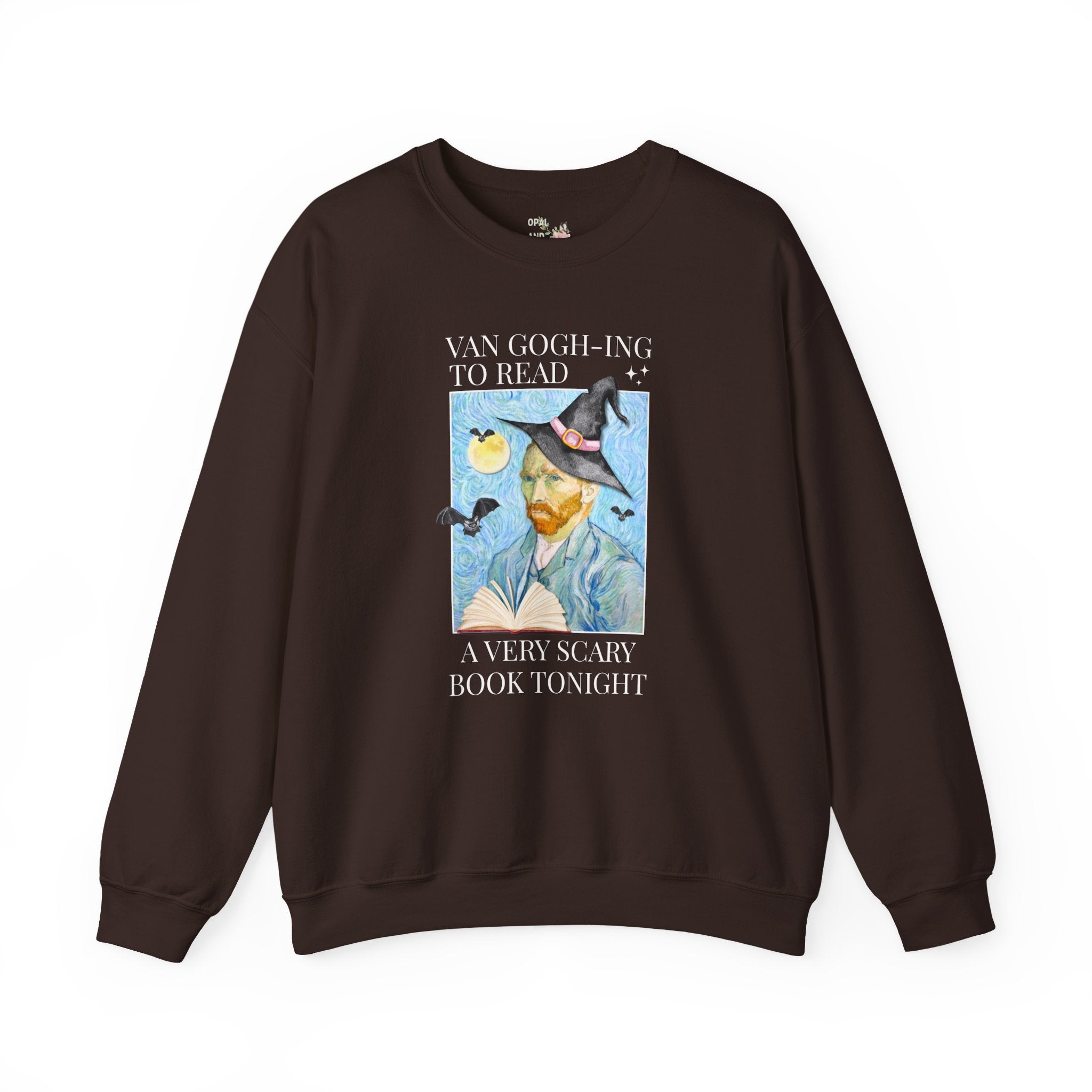 Bookish Halloween Sweatshirt for Art Historian, Silly Vincent Van Gogh Book Lover Crewnec: Read a Very Scary Book, Horror Bookworm Librarian