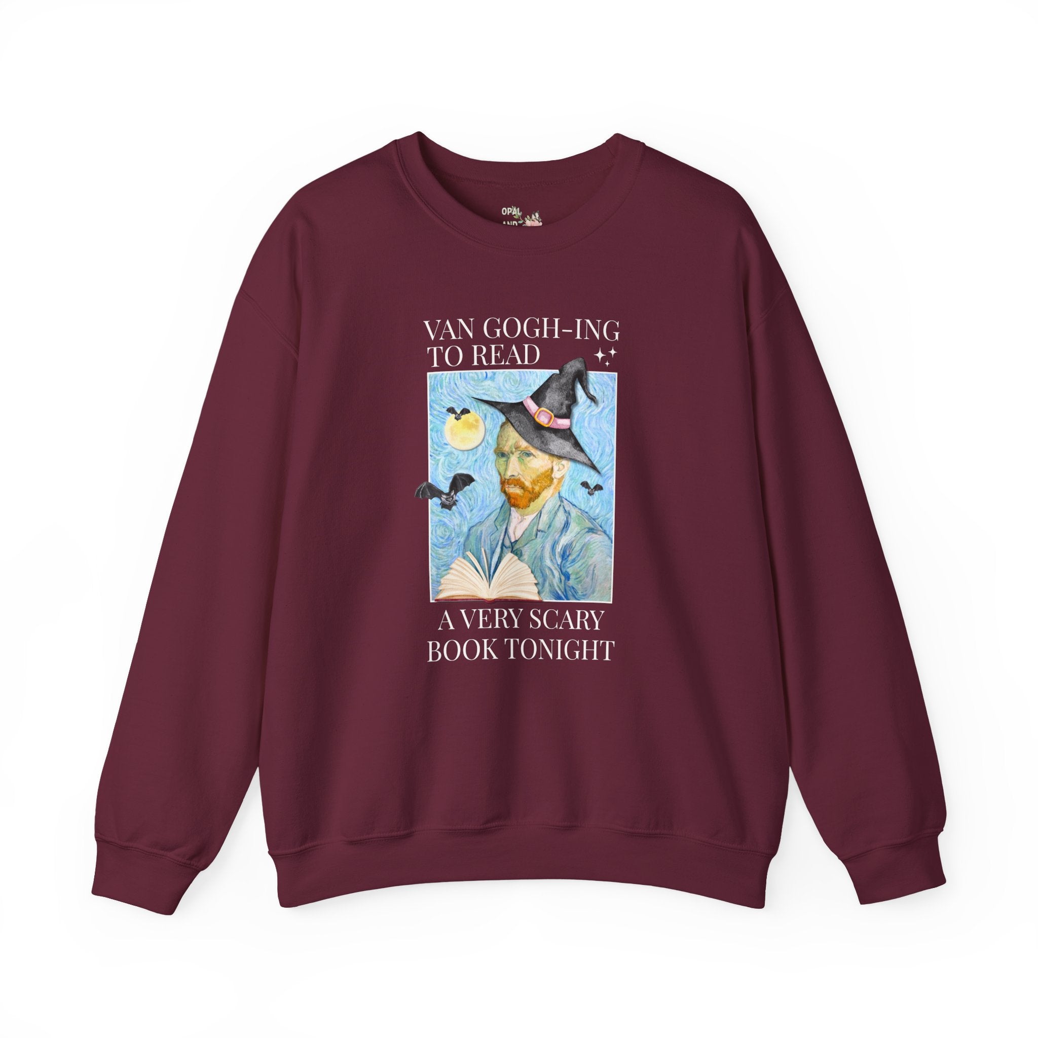 Bookish Halloween Sweatshirt for Art Historian, Silly Vincent Van Gogh Book Lover Crewnec: Read a Very Scary Book, Horror Bookworm Librarian