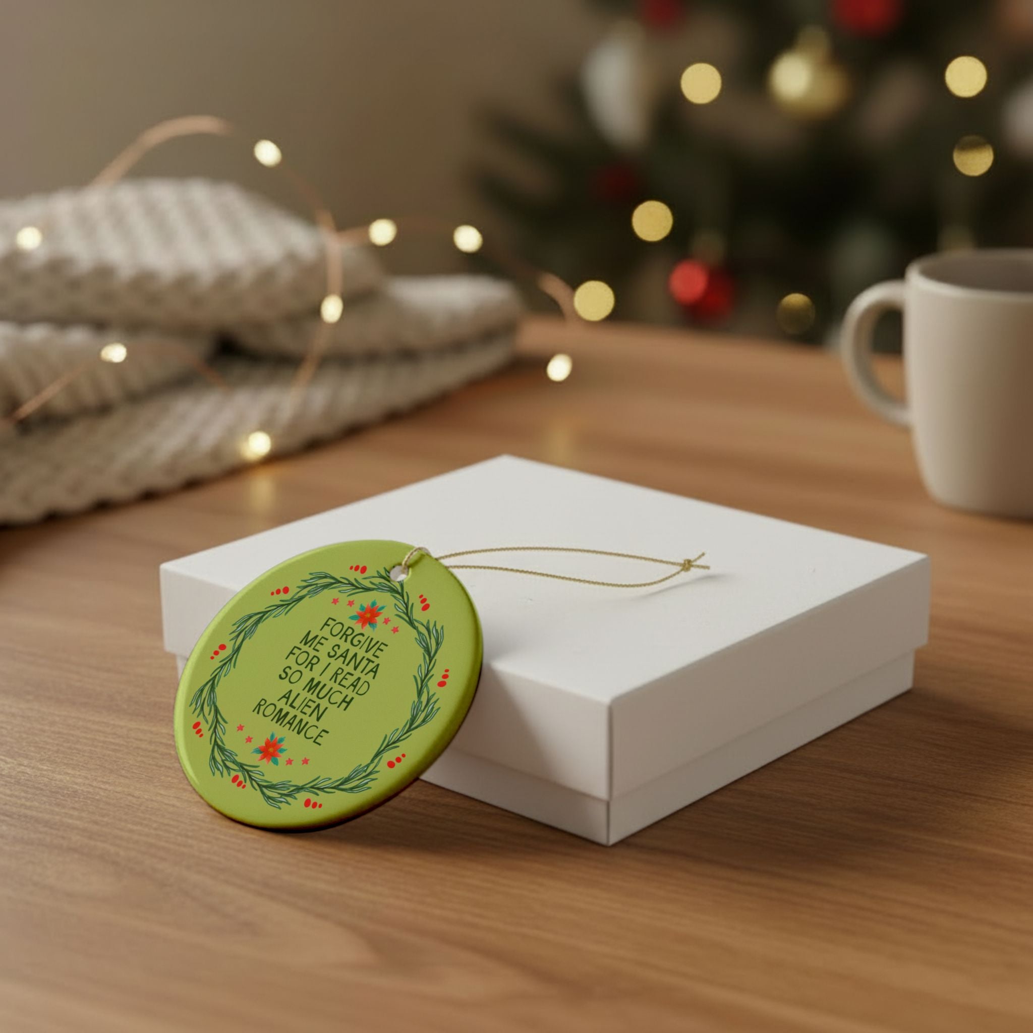 Forgive Me Santa For I Read So Much Alien Romance Christmas Ornament: Funny Bookish Ornament for Bookworm or Book Club