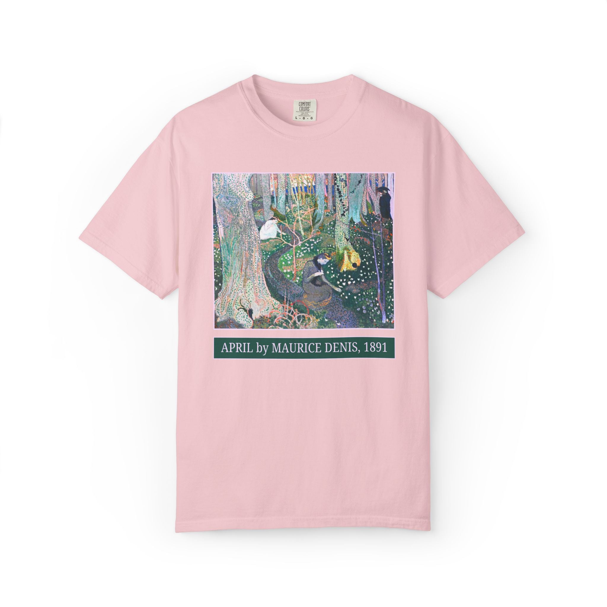 April by Maurice Denis Art History Buff Tee Shirt with Famous Painting, Late 19th Century Art Historian Gift, Humanities Teacher or Artist