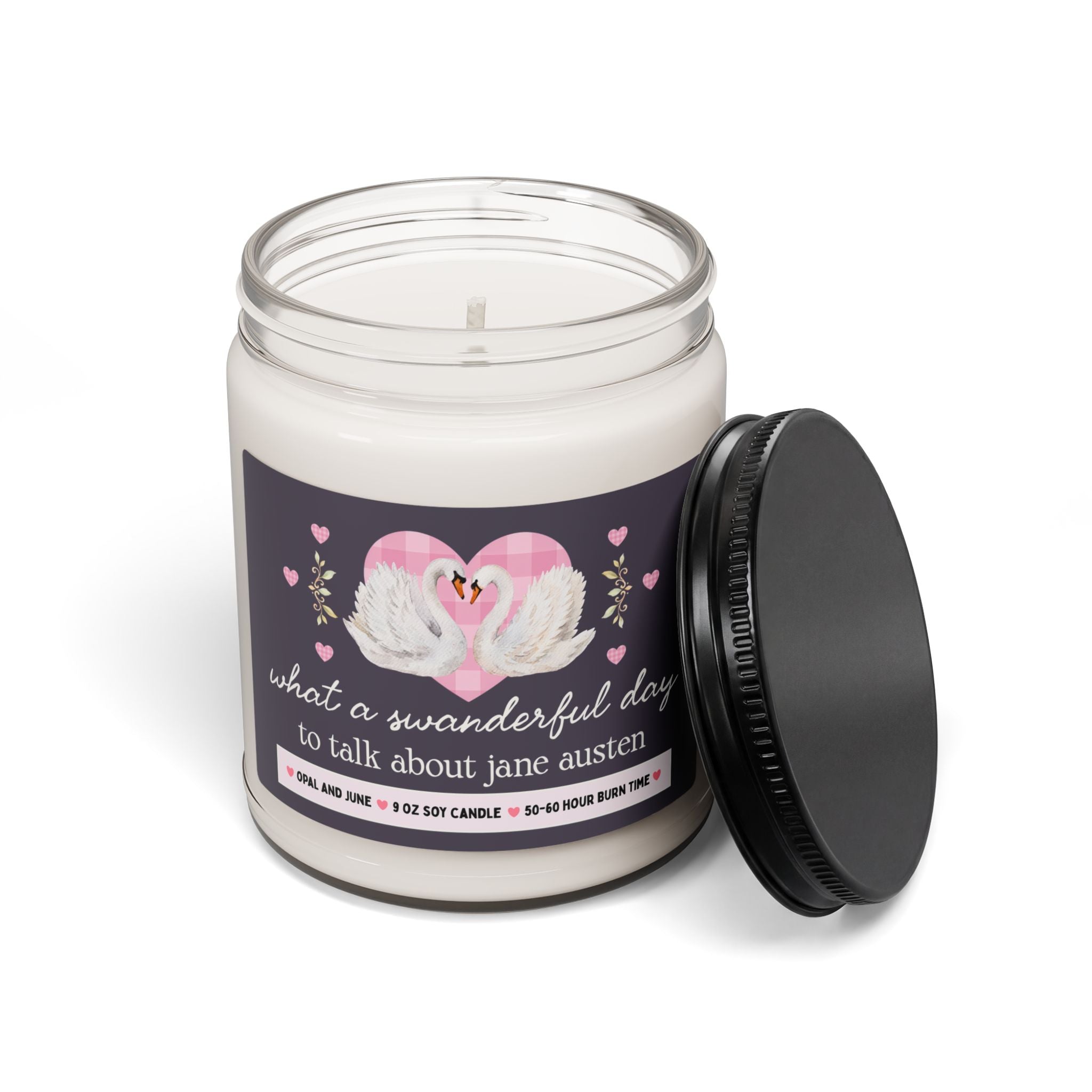 Jane Austen Bookish Gift, Candle with Swans: What a Swanderful Day to Talk About Jane Austen 9 Oz Candle, Classic Literature Liberian Gift