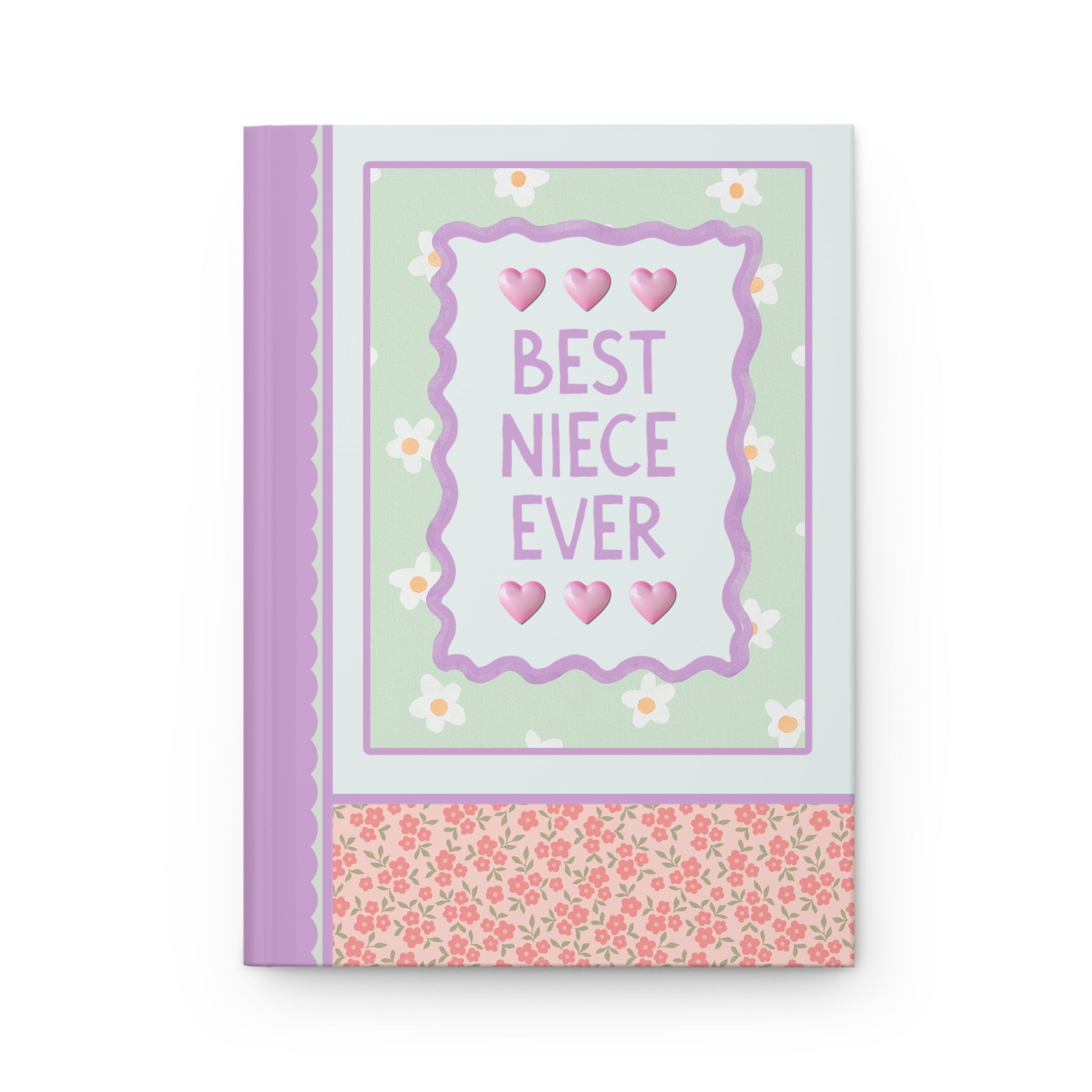 Best Niece Ever Hardcover Notebook | Pastel 90s Aesthetic Journal with Hearts, Gift from Aunt or Uncle, Notebook for Niece