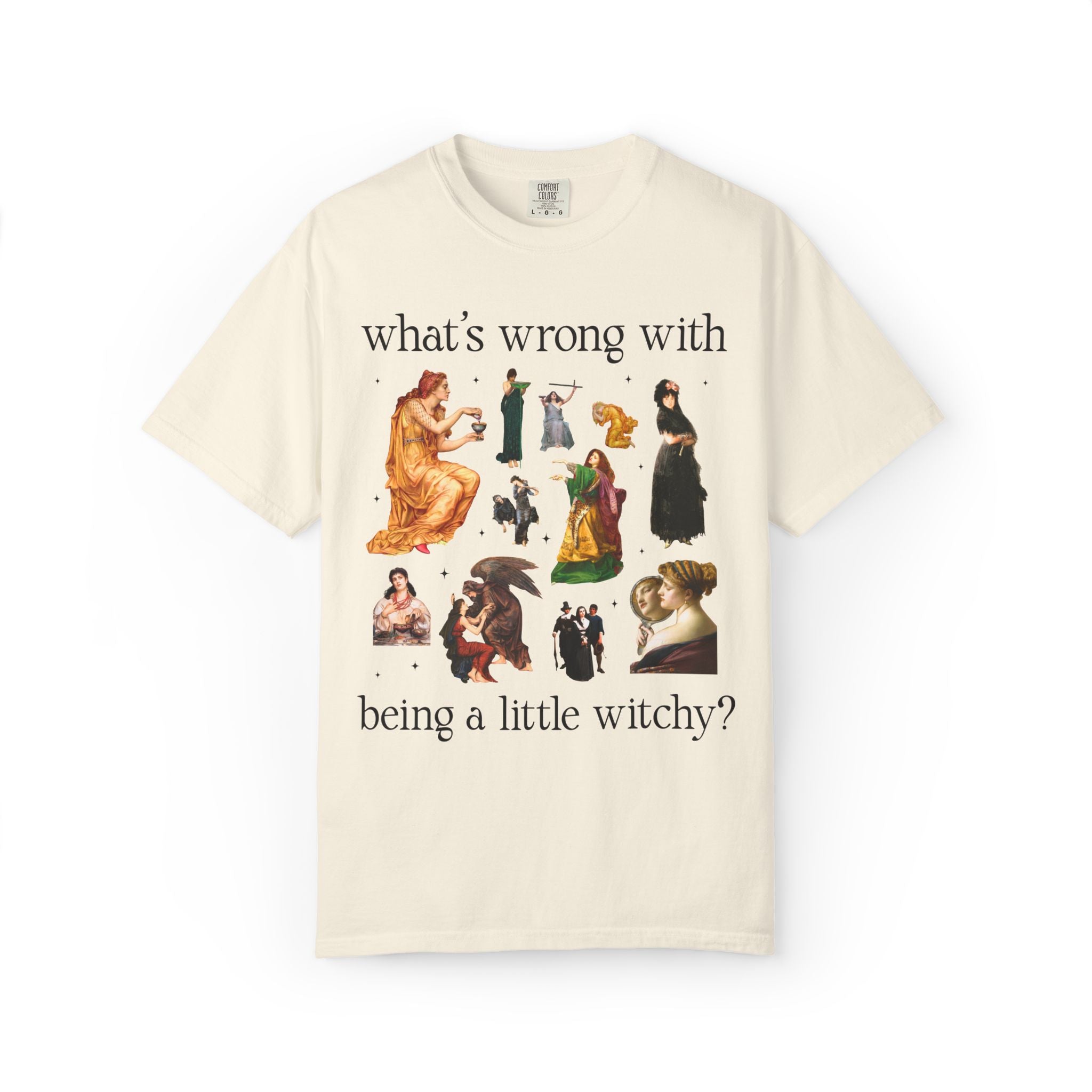Witch Art History Lover Tee Shirt with Famous Paintings, Pre-Raphaelite and 19th Century Art Historian Tee for Halloween or Spooky Season