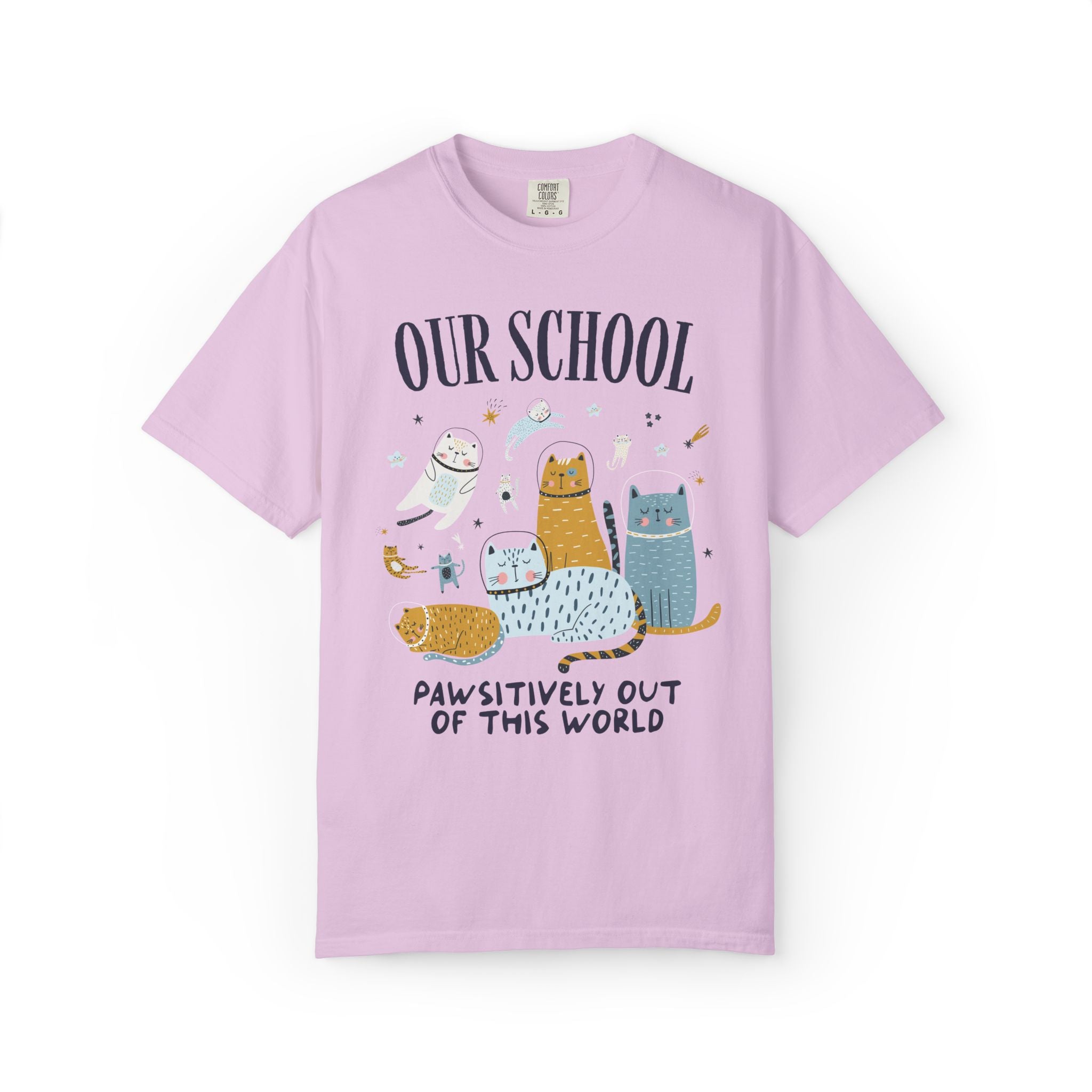 School Principal Space Cat Tee Shirt with Astronaut Kittens and Stars: Pawsitively Out of This World Teacher Team T-Shirt for Cat Lover