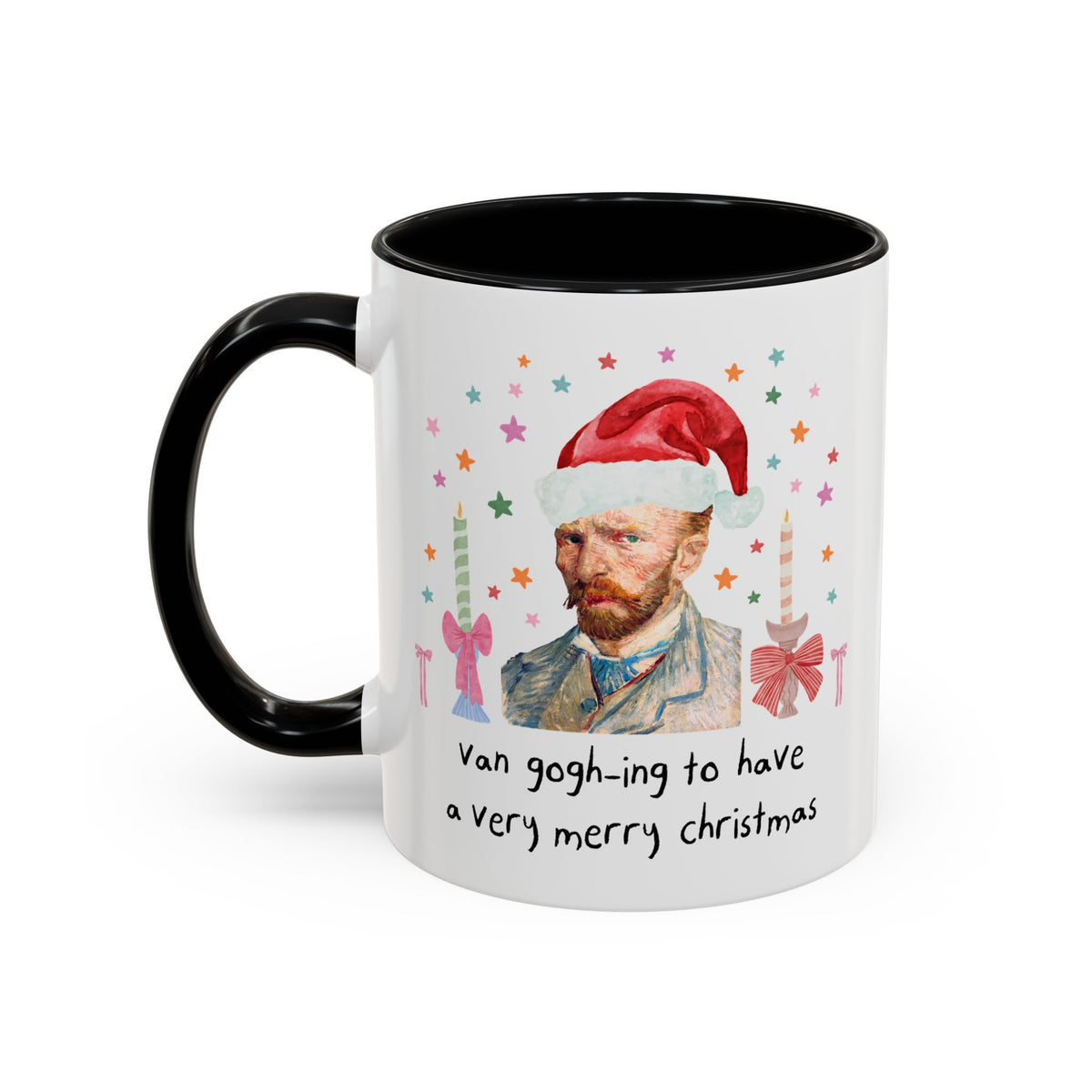 Christmas Art History Buff 11 Oz Mug with Vincent Van Gogh:Van Gogh-ing to Have a Very Merry Christmas, Silly Famous Painting Xmas Mug