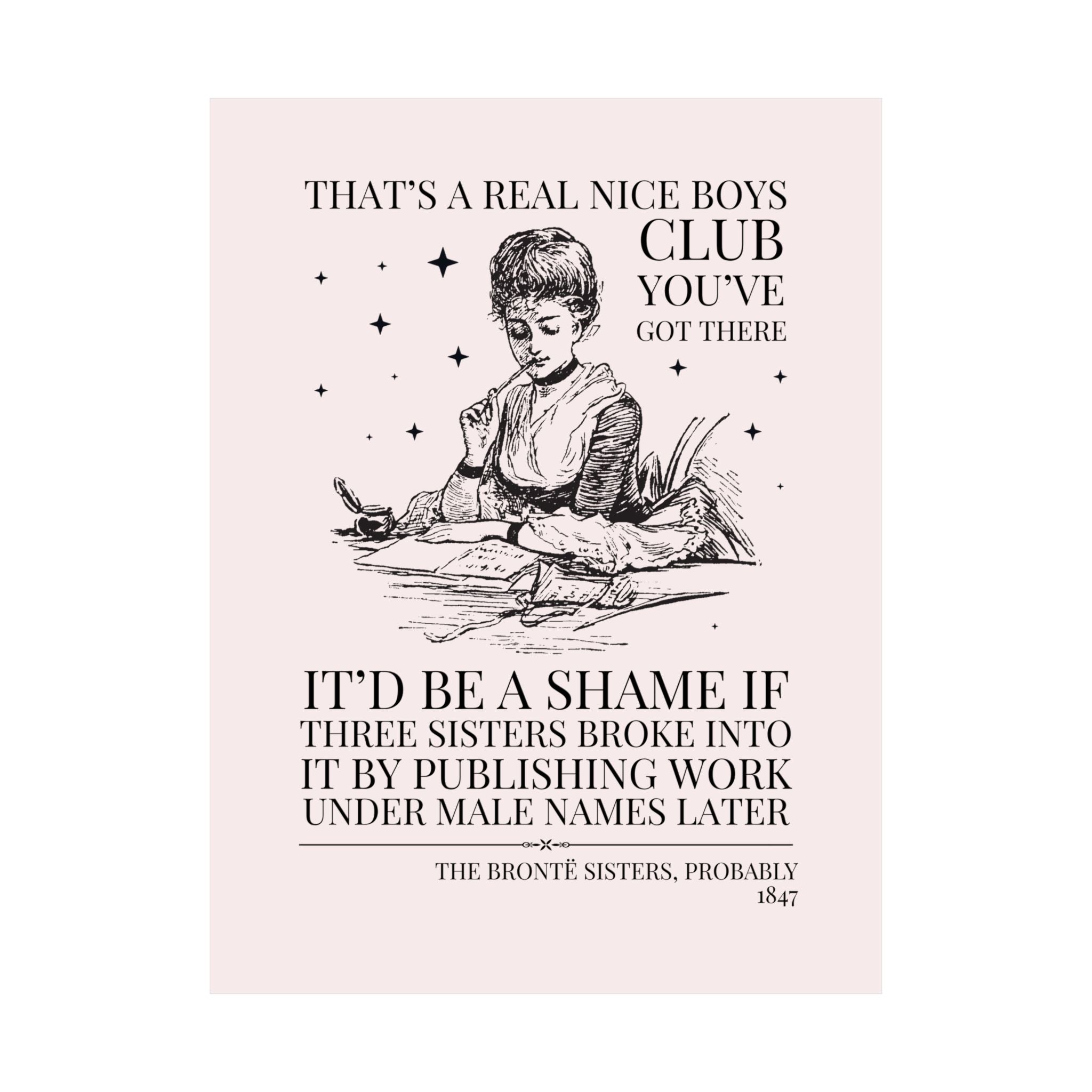 Bookish The Bronte Sisters Classic Literature Bookish Poster Print, Jane Eyre Wuthering Heights, Emily Bronte, Charlotte Bronte, Anne Bronte