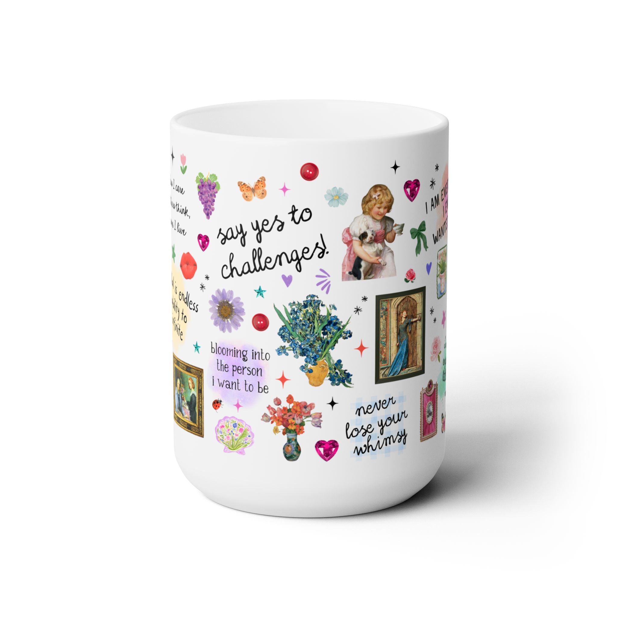 Whimsical Positive Affirmation Art History Buff Mug: Sweet Say Yes to Challenges College Student or Teen Daughter Gift