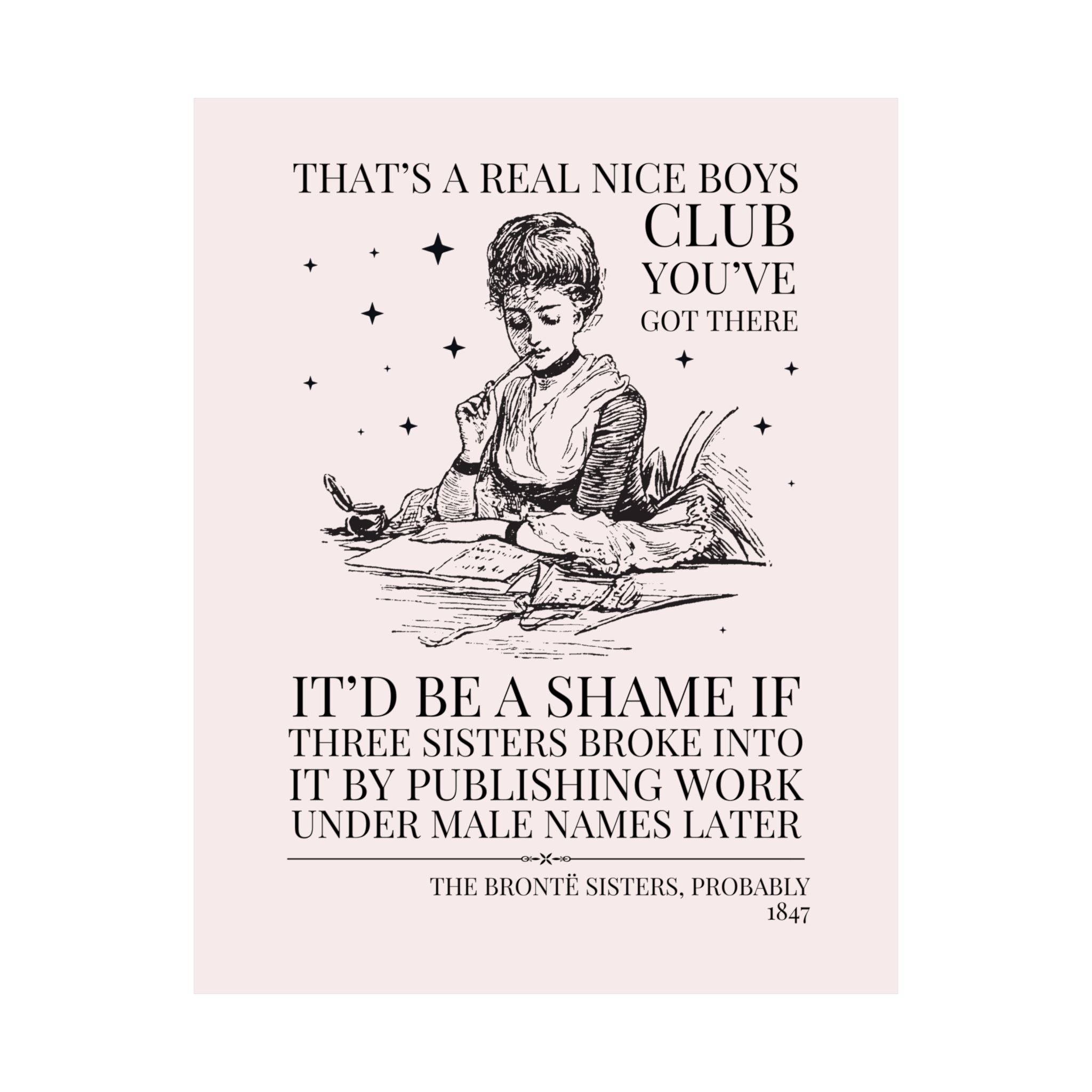 Bookish The Bronte Sisters Classic Literature Bookish Poster Print, Jane Eyre Wuthering Heights, Emily Bronte, Charlotte Bronte, Anne Bronte