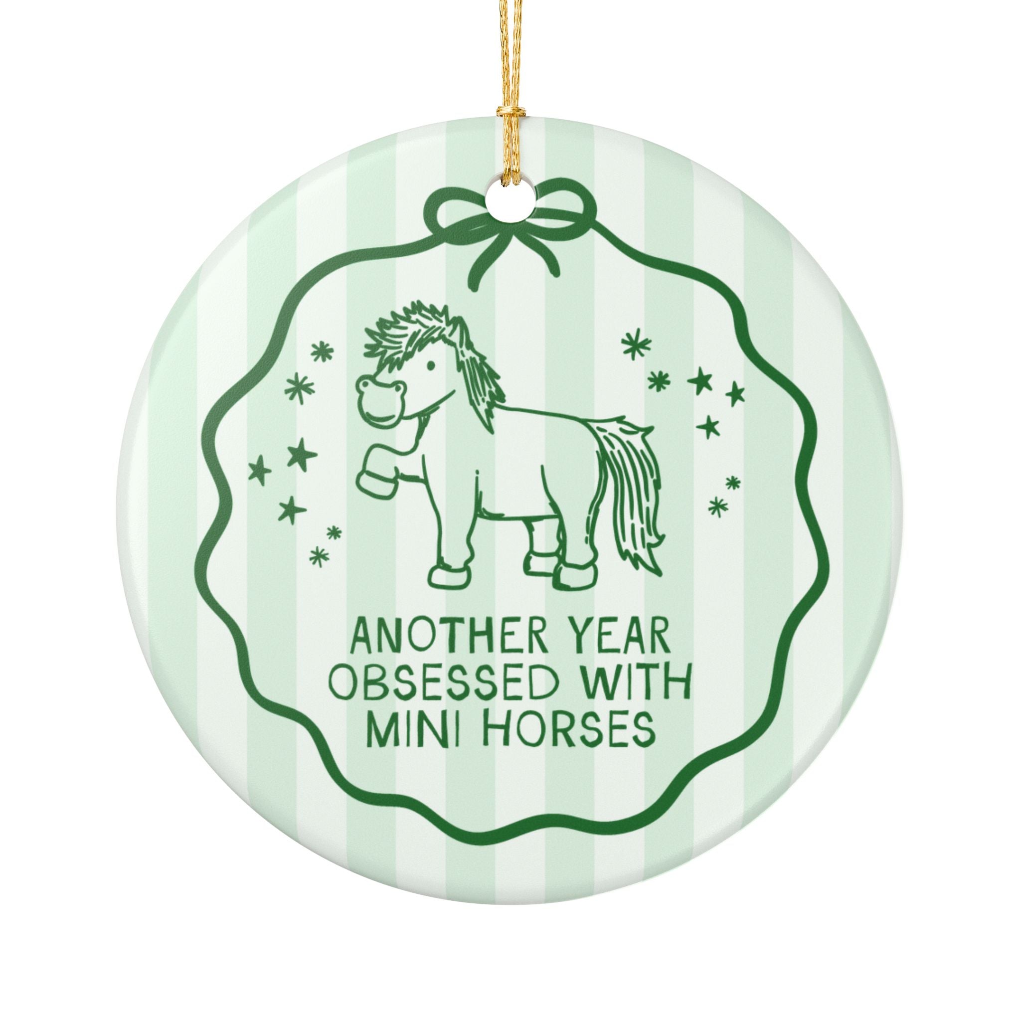 Mini Horse Lover Gift for Friend or Family Member Obsessed with Mini Horses, Silly Nostalgic Striped Ornament for Animal Lover or Farmer