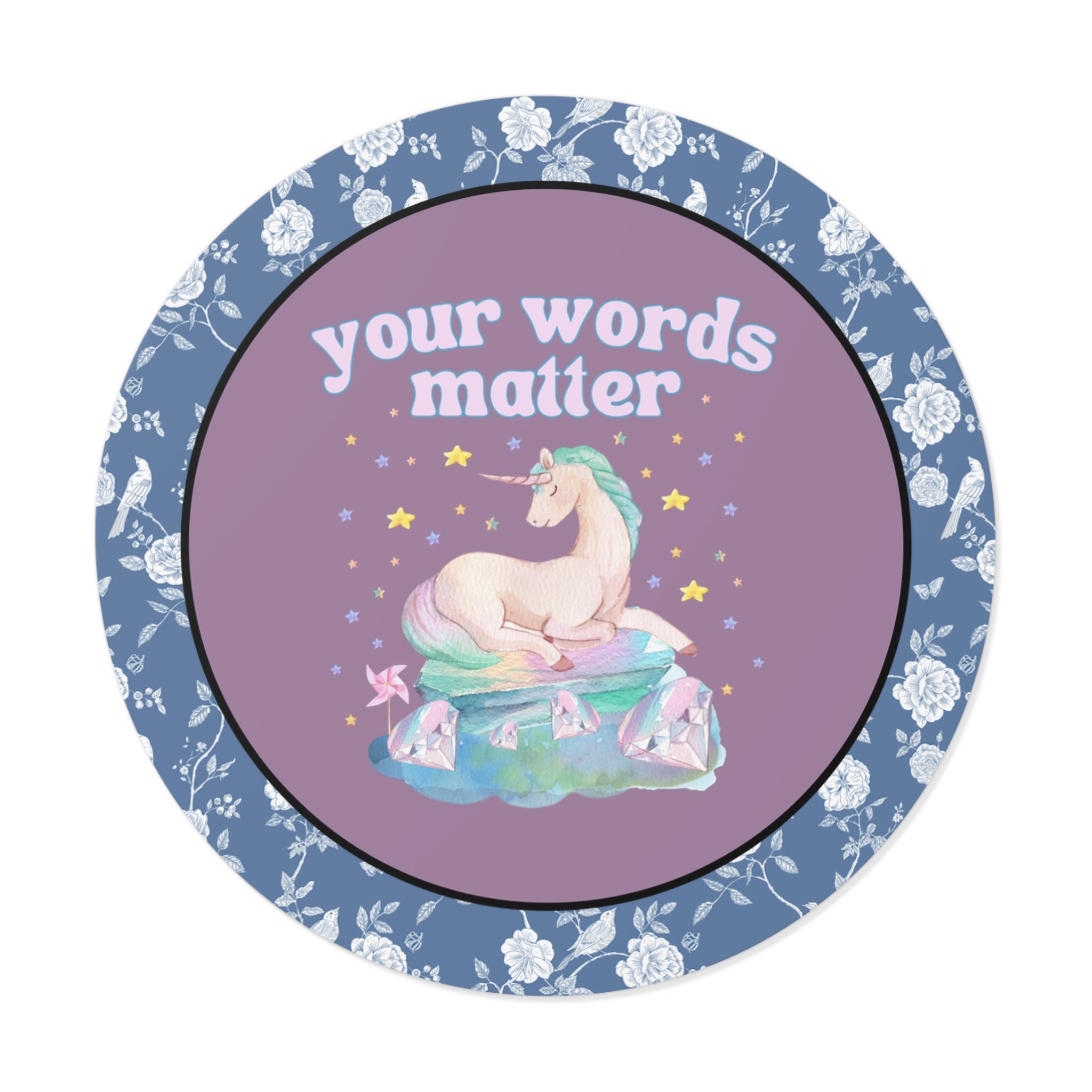 Speech Therapist Sticker with Whimsical Unicorn and Flowers: Your Words Matter, Cute SLP Speech Language Pathologist Sticker