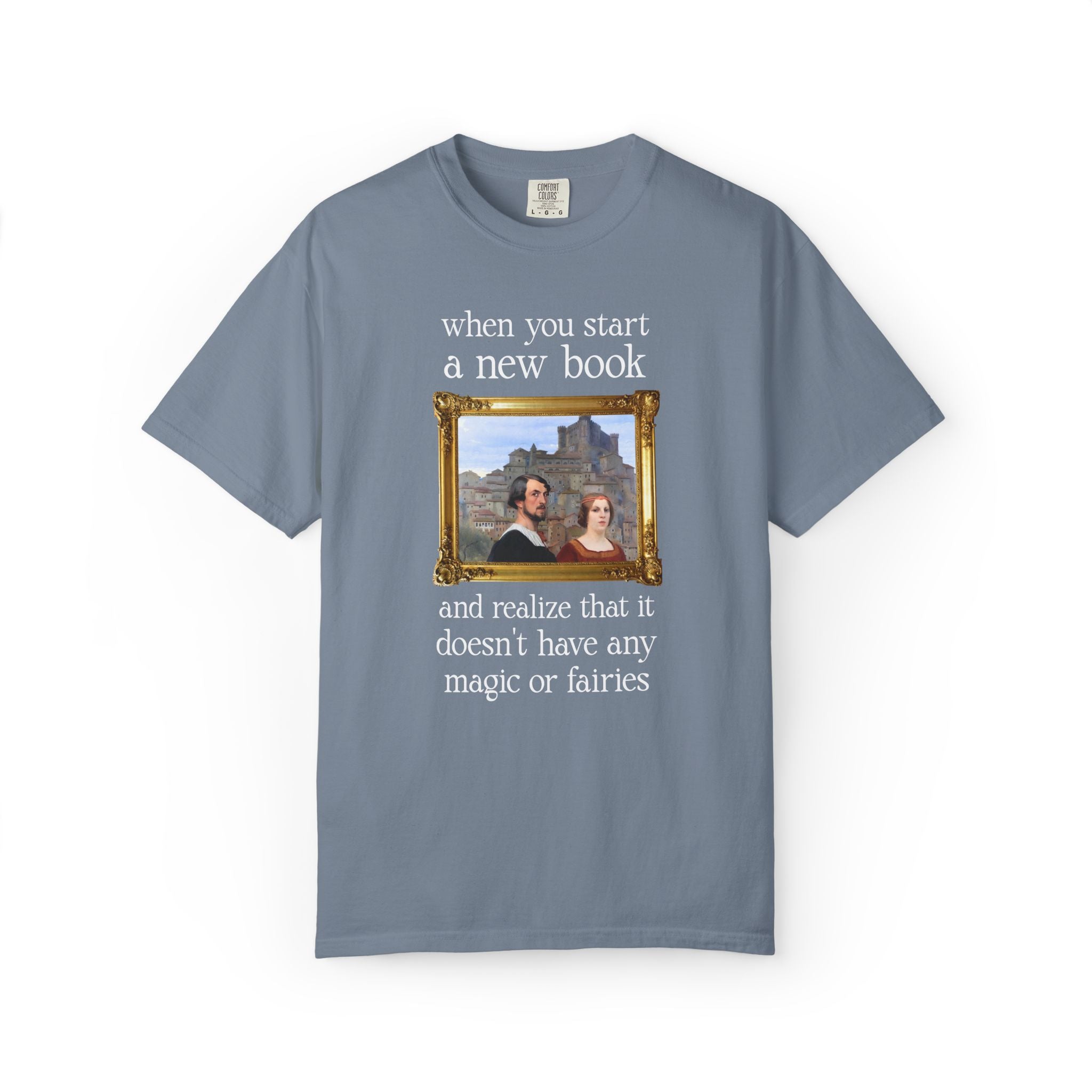 Historical Fantasy Romance Reader Tee Shirt with Famous Painting, Bookish Art History Buff T-Shirt for Fantasy Reader or Romantasy Bookworm