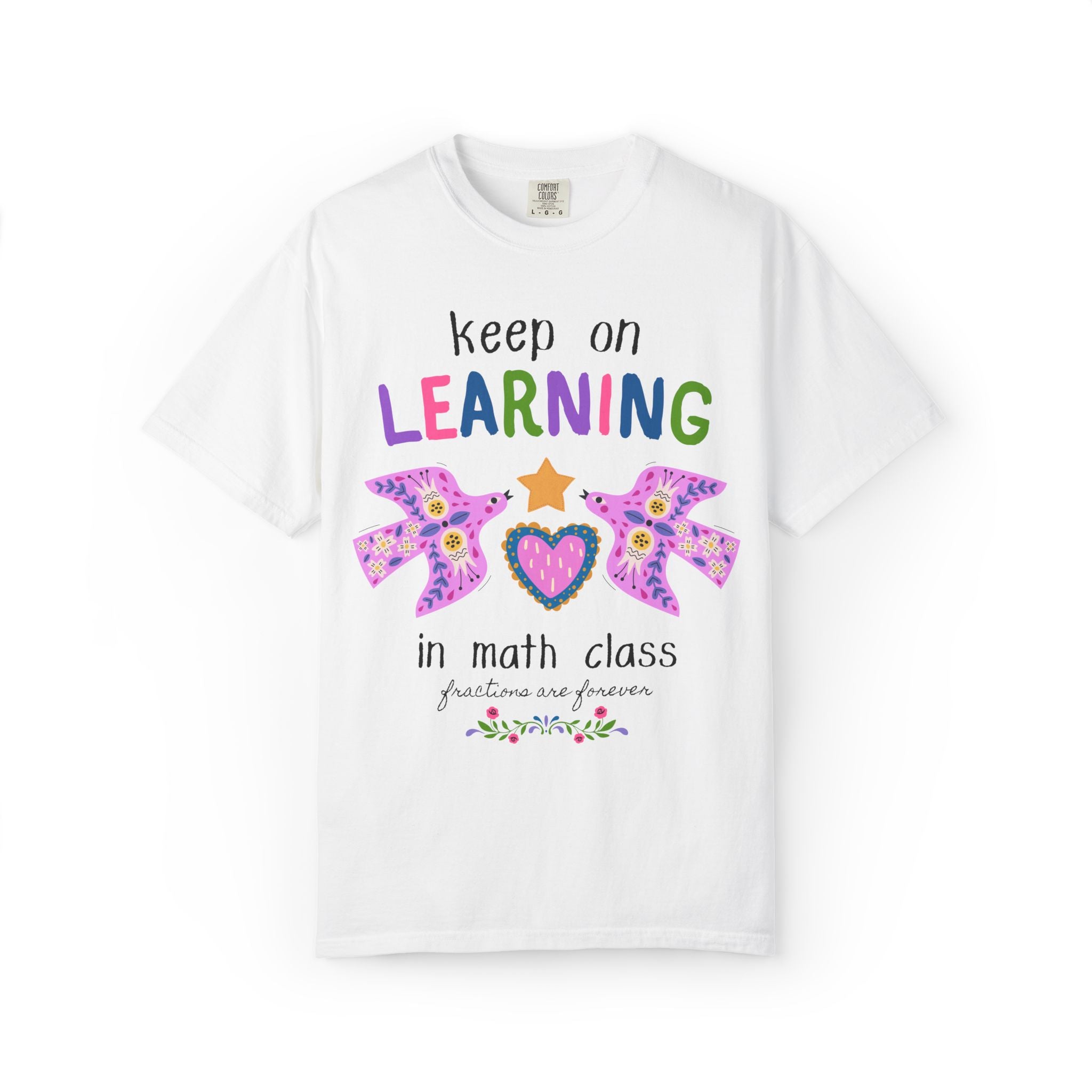 Math Teacher Tee Shirt: Keep on Learning in Math Class, Kitschy and Whimsy Back to School Matching Teacher T-Shirt for Math Department