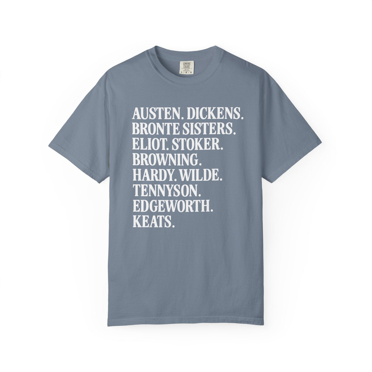 19th Century English and Irish Famous Writers and Novelists Tee Shirt: List of 1800s Writers Including Jane Austen, George Eliot, Bram Stoker - Opal and June