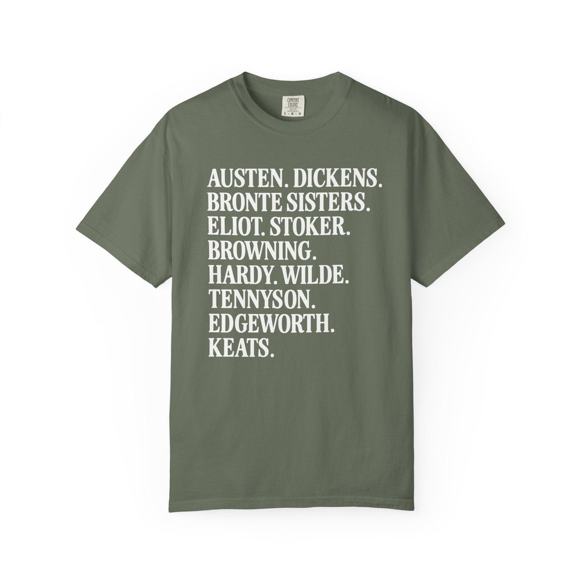 19th Century English and Irish Famous Writers and Novelists Tee Shirt: List of 1800s Writers Including Jane Austen, George Eliot, Bram Stoker - Opal and June
