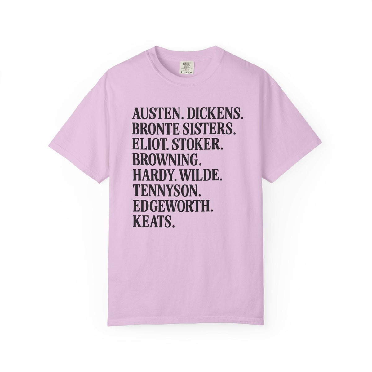 19th Century English and Irish Famous Writers and Novelists Tee Shirt: List of 1800s Writers Including Jane Austen, George Eliot, Bram Stoker - Opal and June