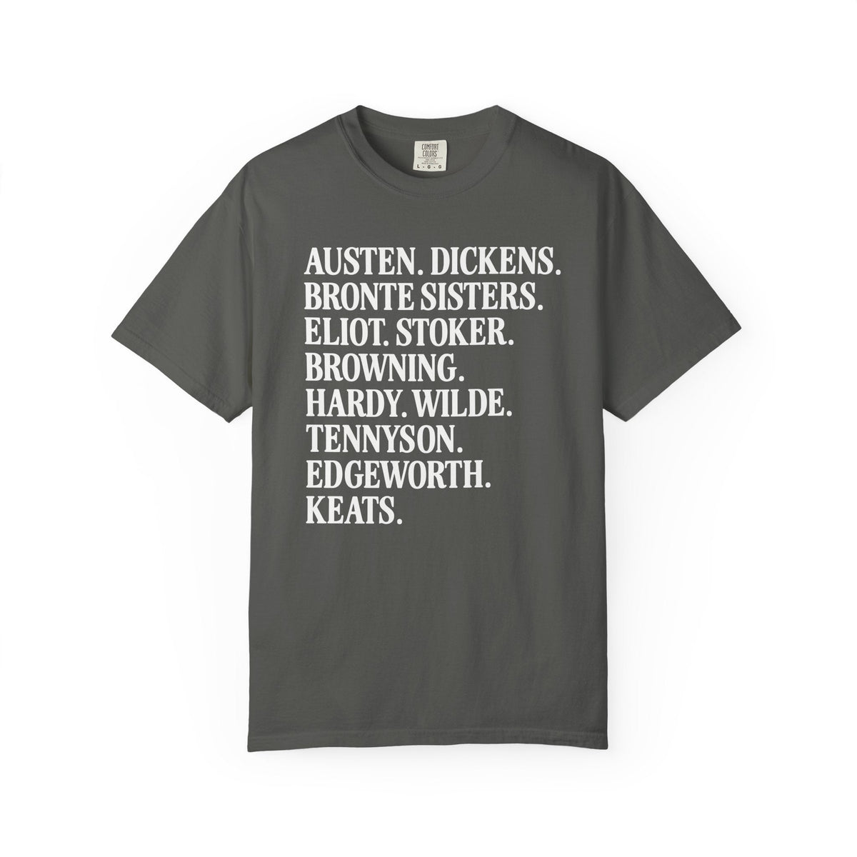19th Century English and Irish Famous Writers and Novelists Tee Shirt: List of 1800s Writers Including Jane Austen, George Eliot, Bram Stoker - Opal and June